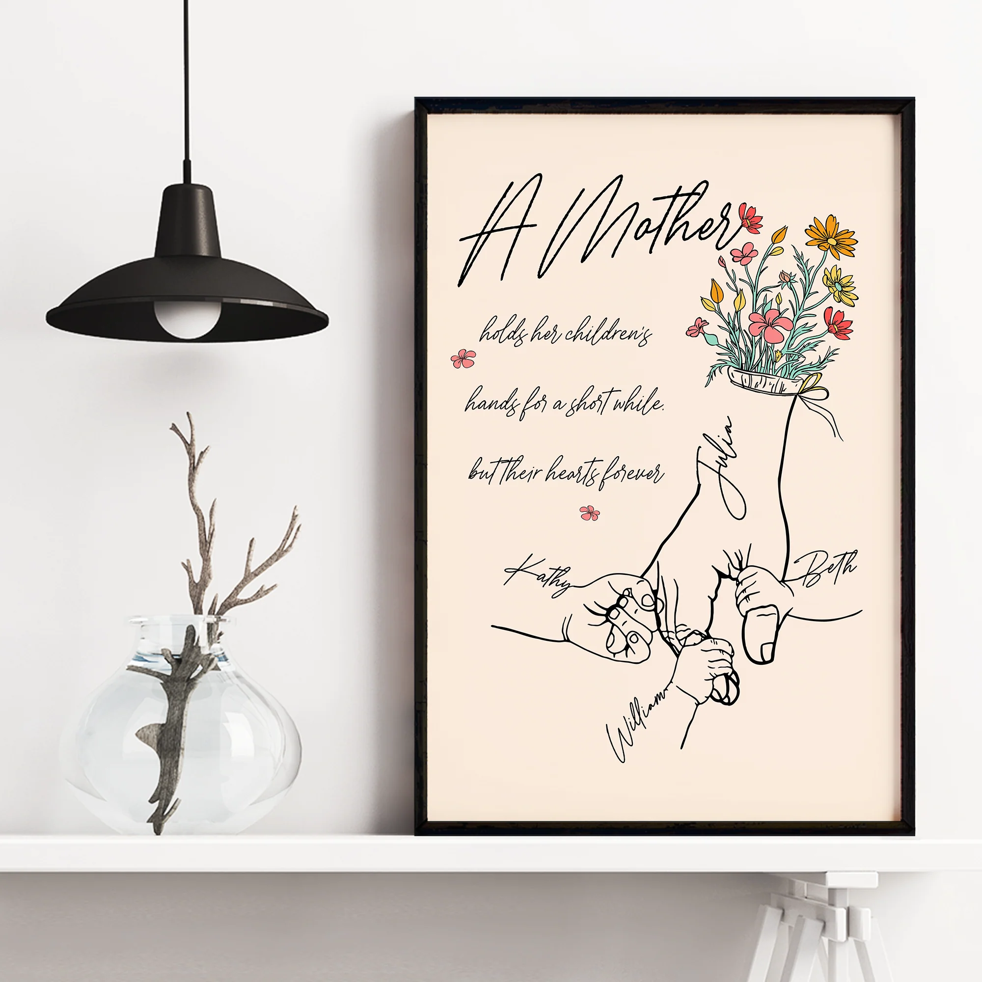 Mothers Hold Children's Hands For Short But Hearts Forever - Personalized Poster - Image 2
