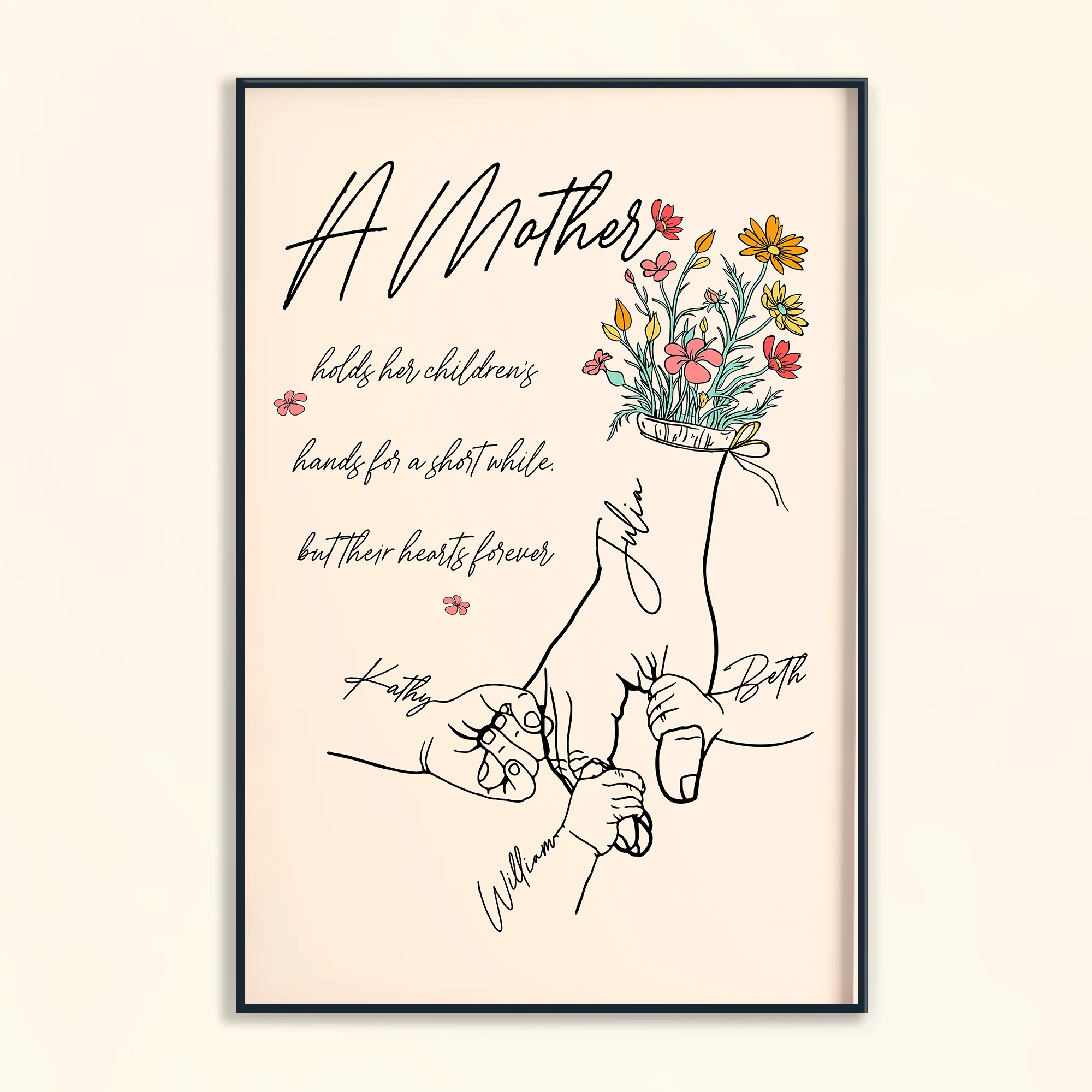 Mothers Hold Children's Hands For Short But Hearts Forever - Personalized Poster - Image 3