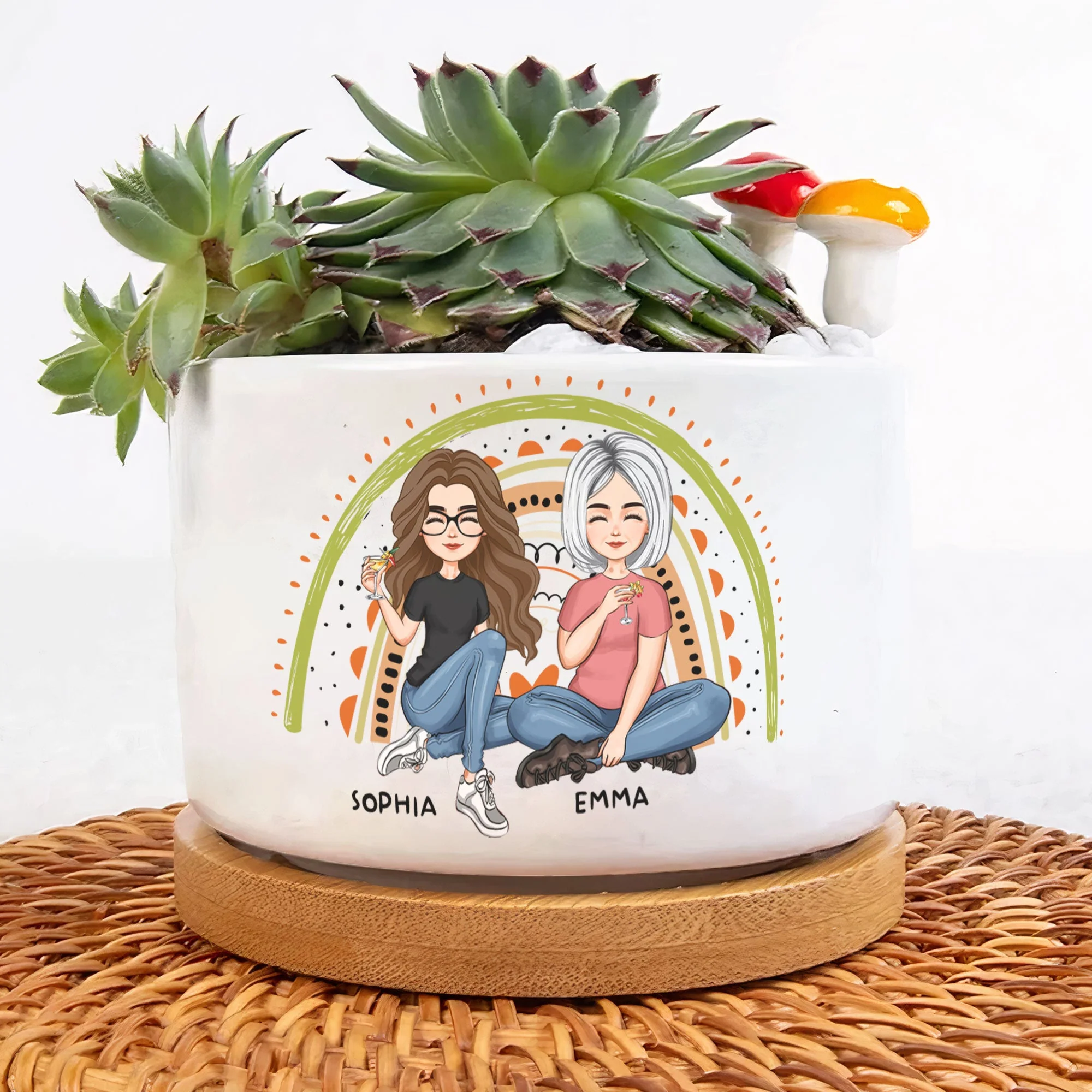Mothers Plant Seeds Of Love That Grow Forever - Personalized Ceramic Plant Pot With Tray - Image 3