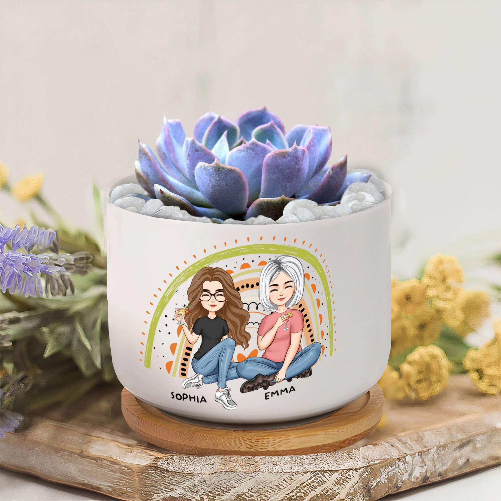 Mothers Plant Seeds Of Love That Grow Forever - Personalized Ceramic Plant Pot With Tray - Image 4