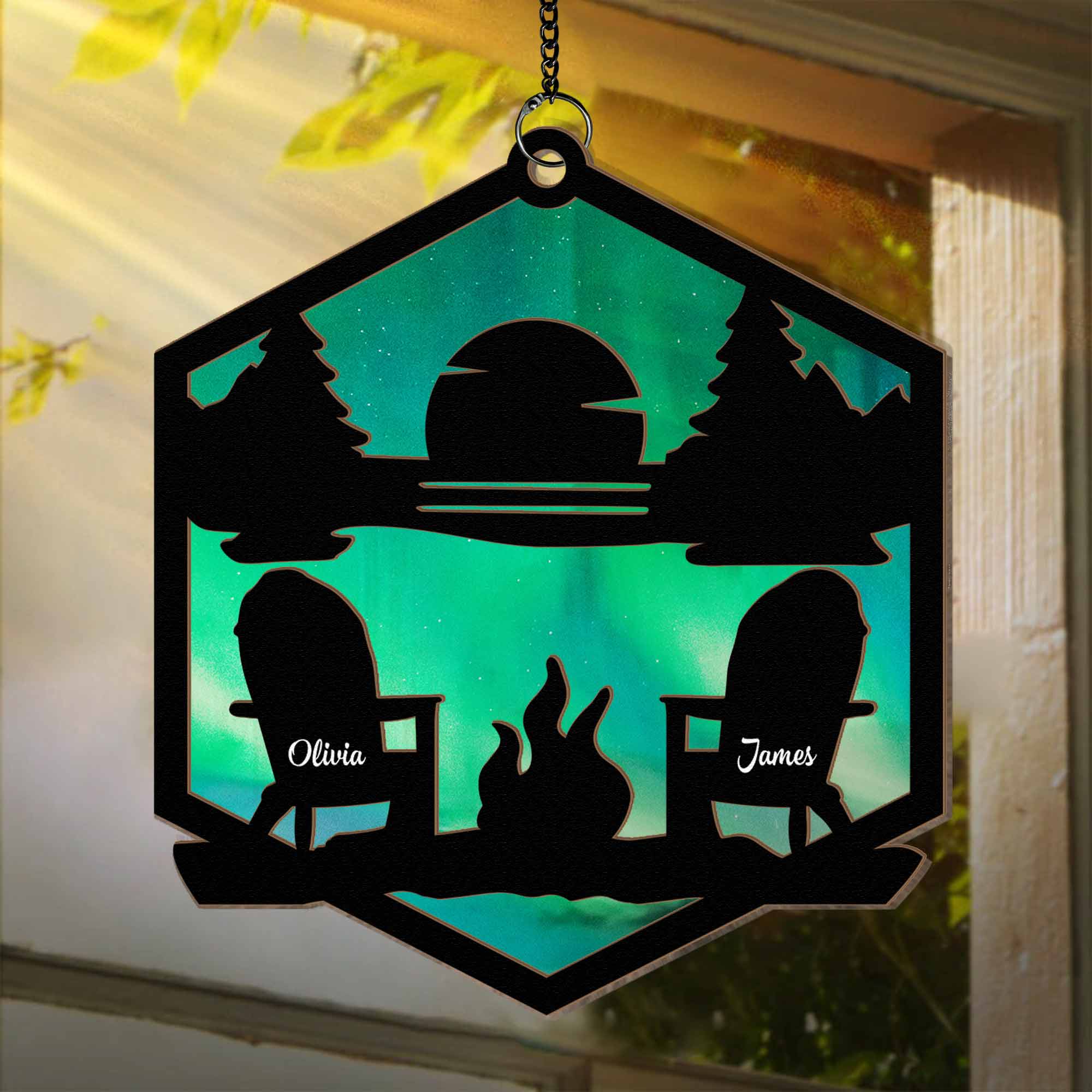 Mountain Camping - Personalized Window Hanging Suncatcher Ornament - Image 3