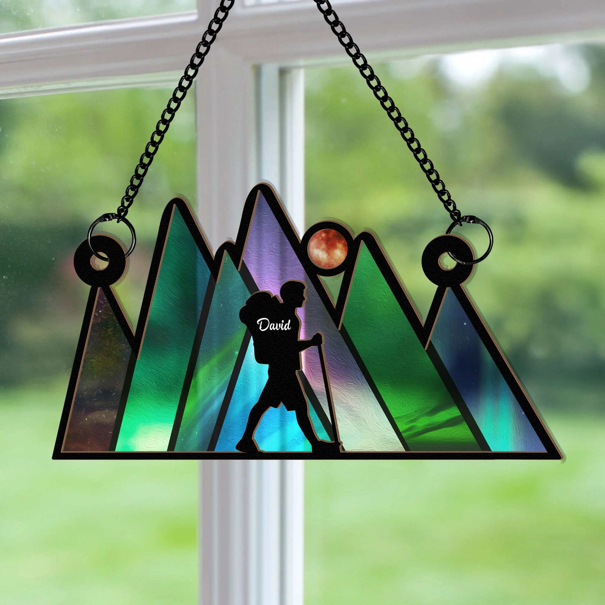 Mountain Hiking - Personalized Window Hanging Suncatcher Ornament - Image 3