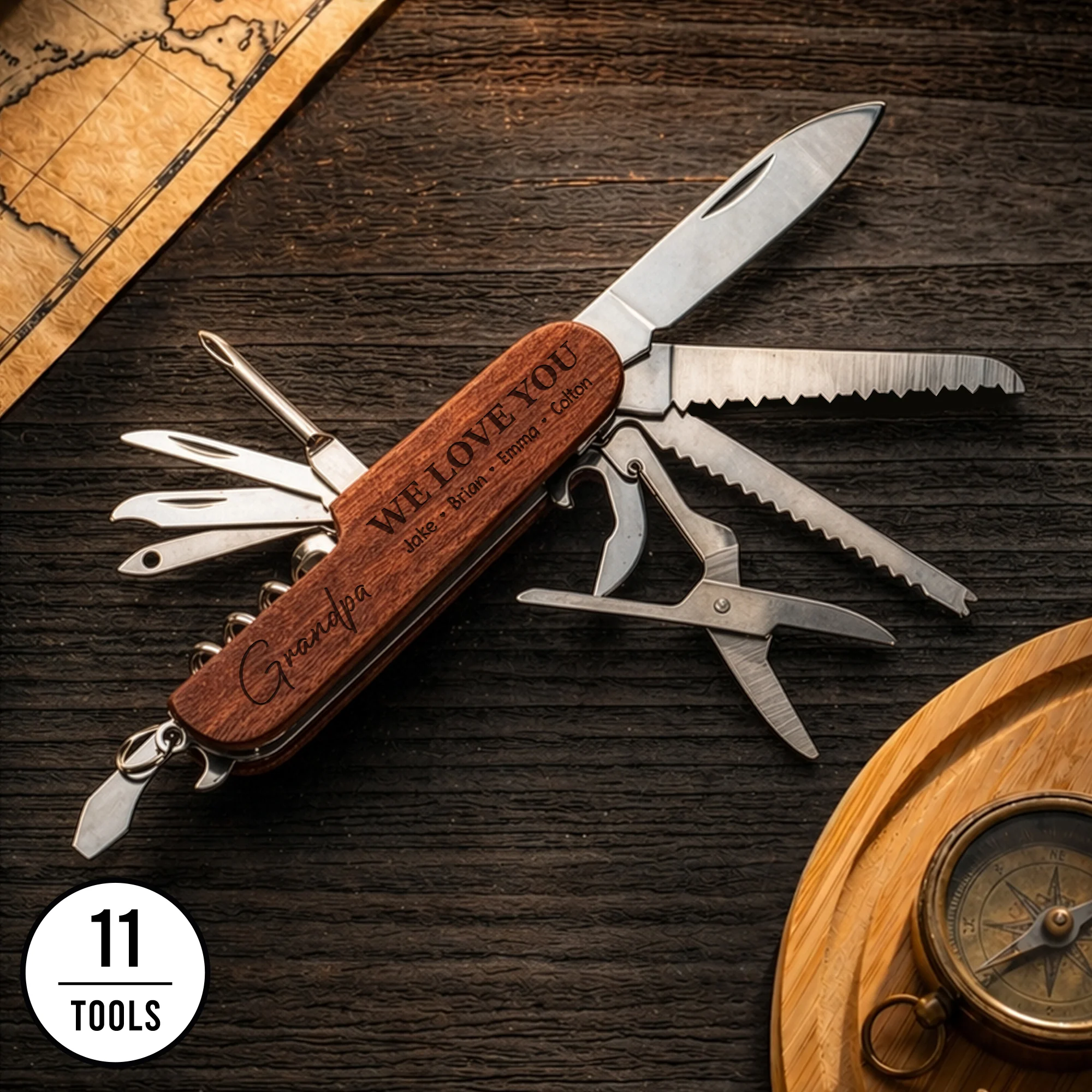 Mountain, Nature, Camping, Outdoor, Custom Name - Personalized Multi Tool Knife - Image 3