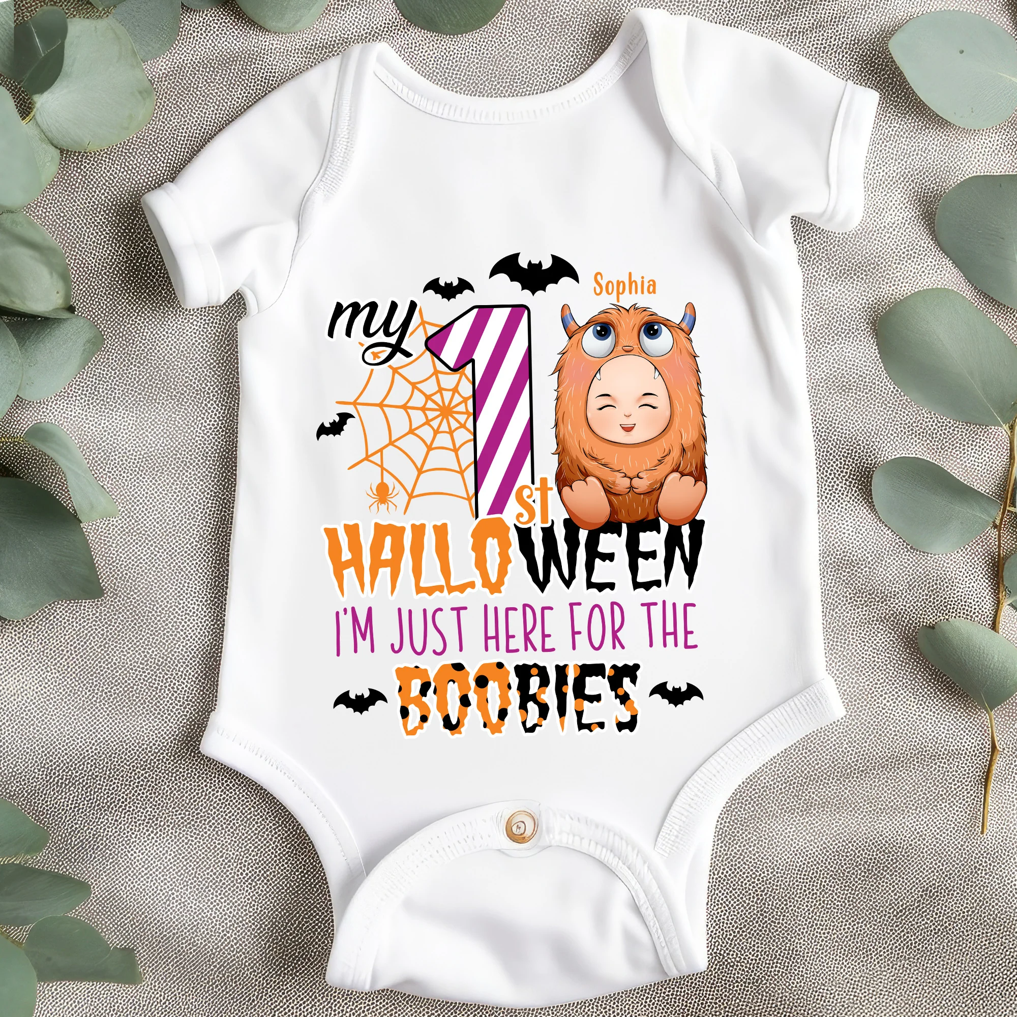 My 1st Halloween - Personalized Photo Baby Onesie - Image 5