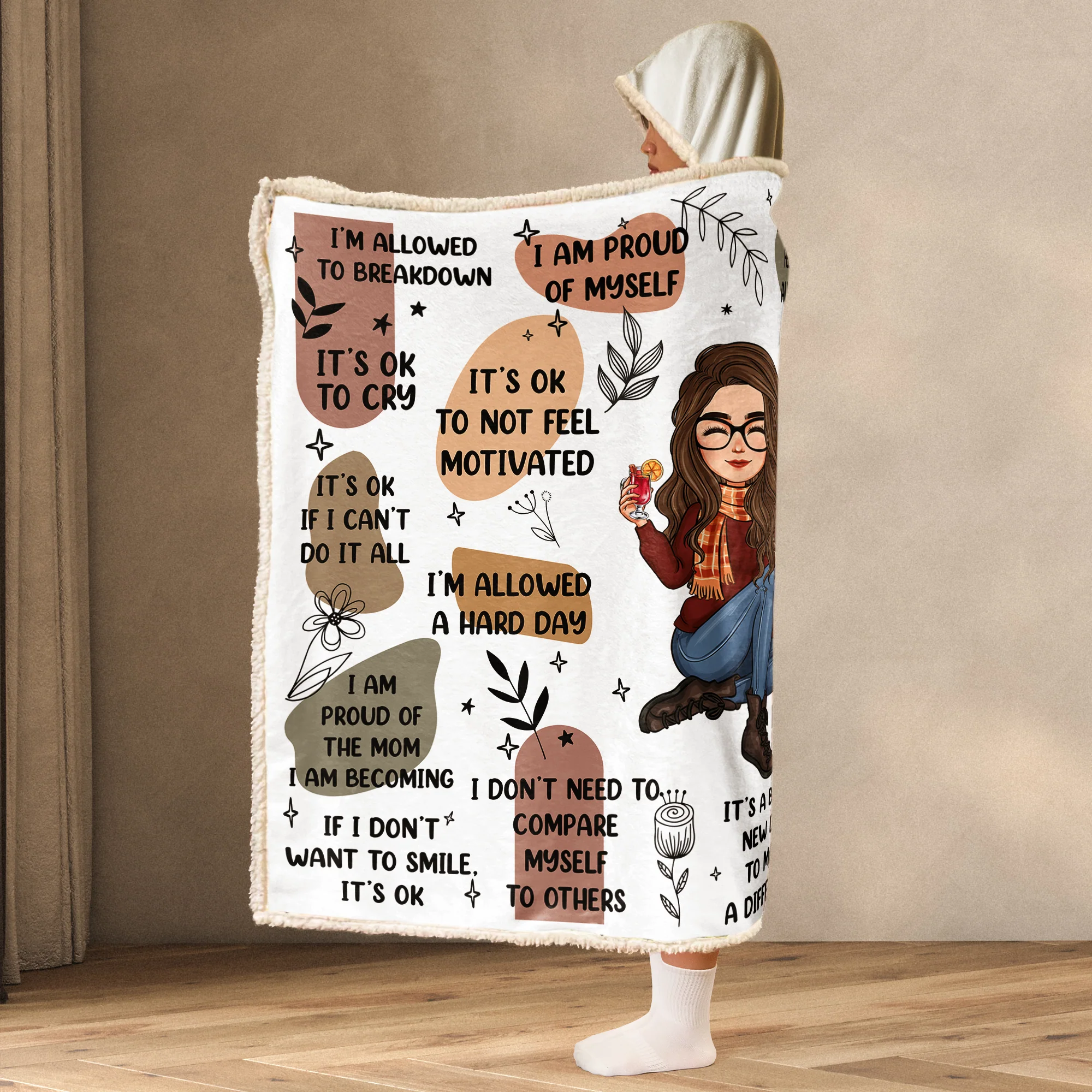 My Affirmations Blanket - Motivation Gifts For Daughter, Women, Sister - Personalized Wearable Blanket Hoodie - Image 4