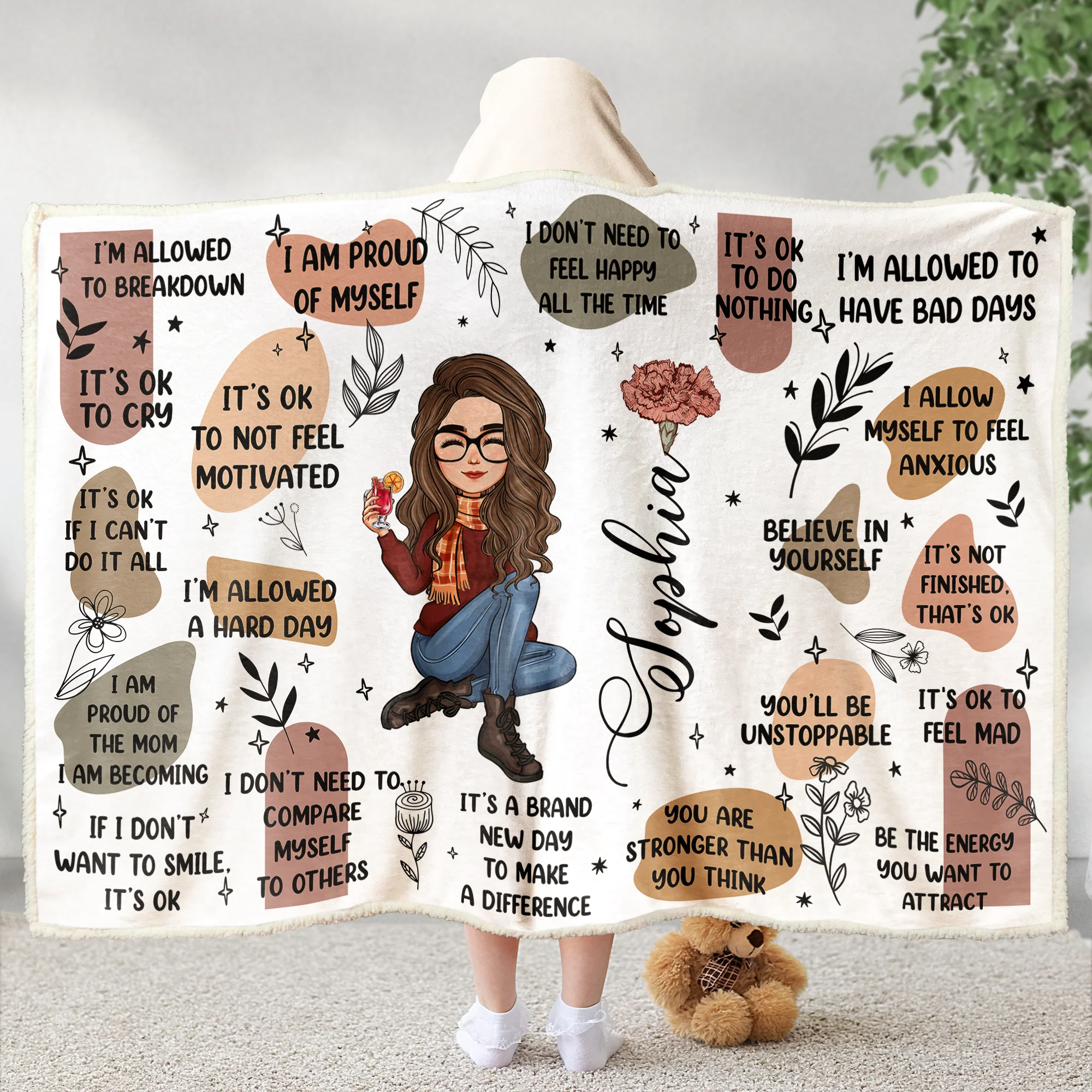 My Affirmations Blanket - Motivation Gifts For Daughter, Women, Sister - Personalized Wearable Blanket Hoodie - Image 6