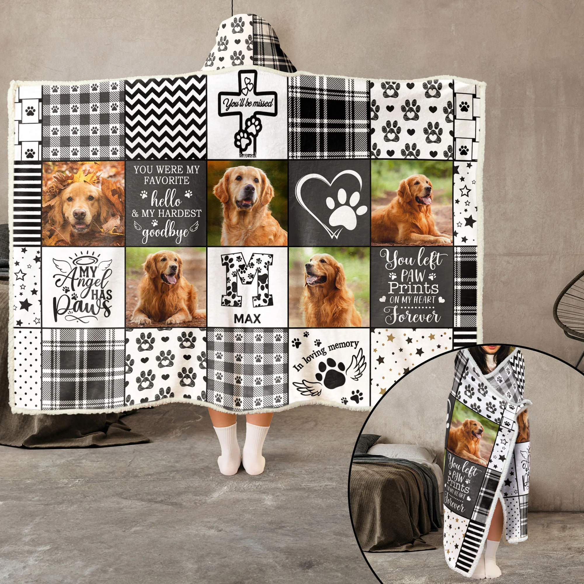 My Angel Has Paws - Personalized Photo Wearable Blanket Hoodie - Image 4