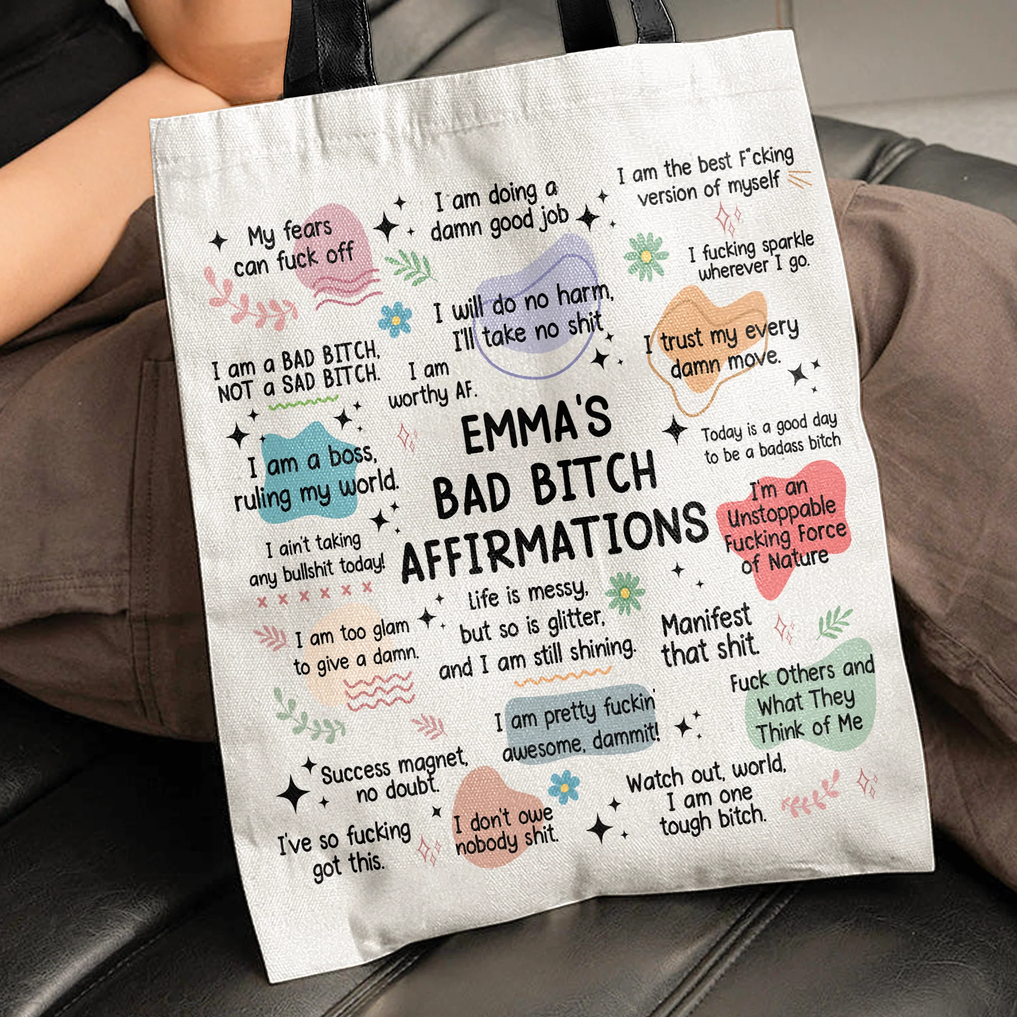 My Bad B*Tch Affirmations Bag - Gifts For Daughter, Friends, Sister, For Me Gift - Personalized Tote Bag - Image 3