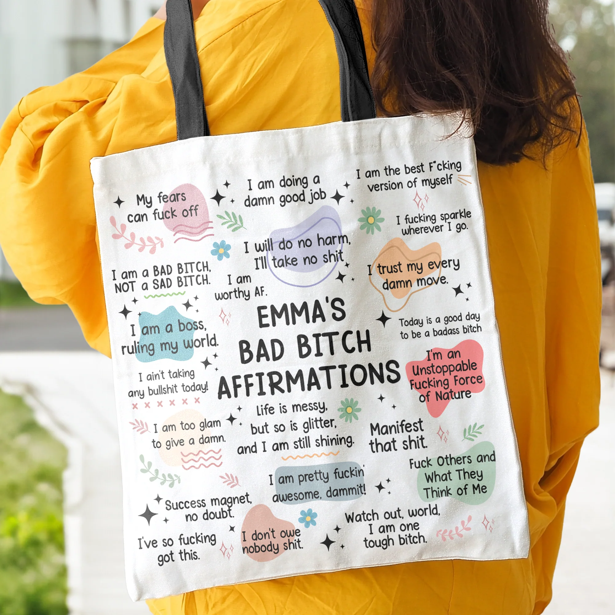 My Bad B*Tch Affirmations Bag - Gifts For Daughter, Friends, Sister, For Me Gift - Personalized Tote Bag - Image 4