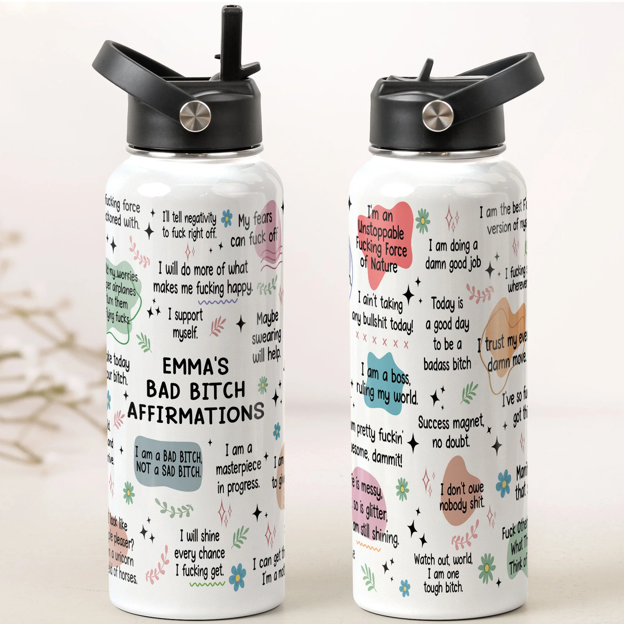My Bad B*Tch Affirmations - Gifts For Daughter, Friends, Sister, For Me Gift - Personalized Stainless Steel Water Bottle