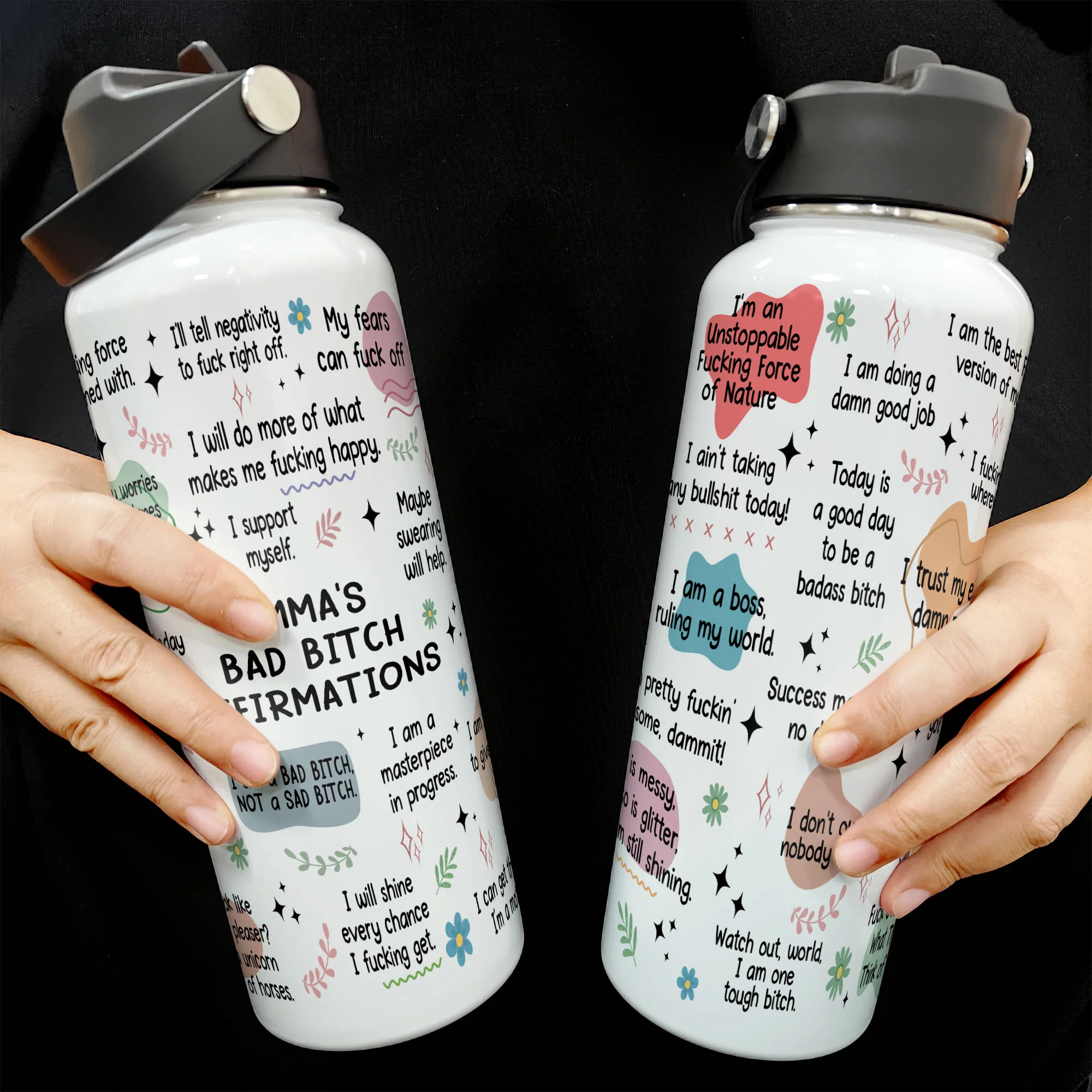 My Bad B*Tch Affirmations - Gifts For Daughter, Friends, Sister, For Me Gift - Personalized Stainless Steel Water Bottle - Image 3