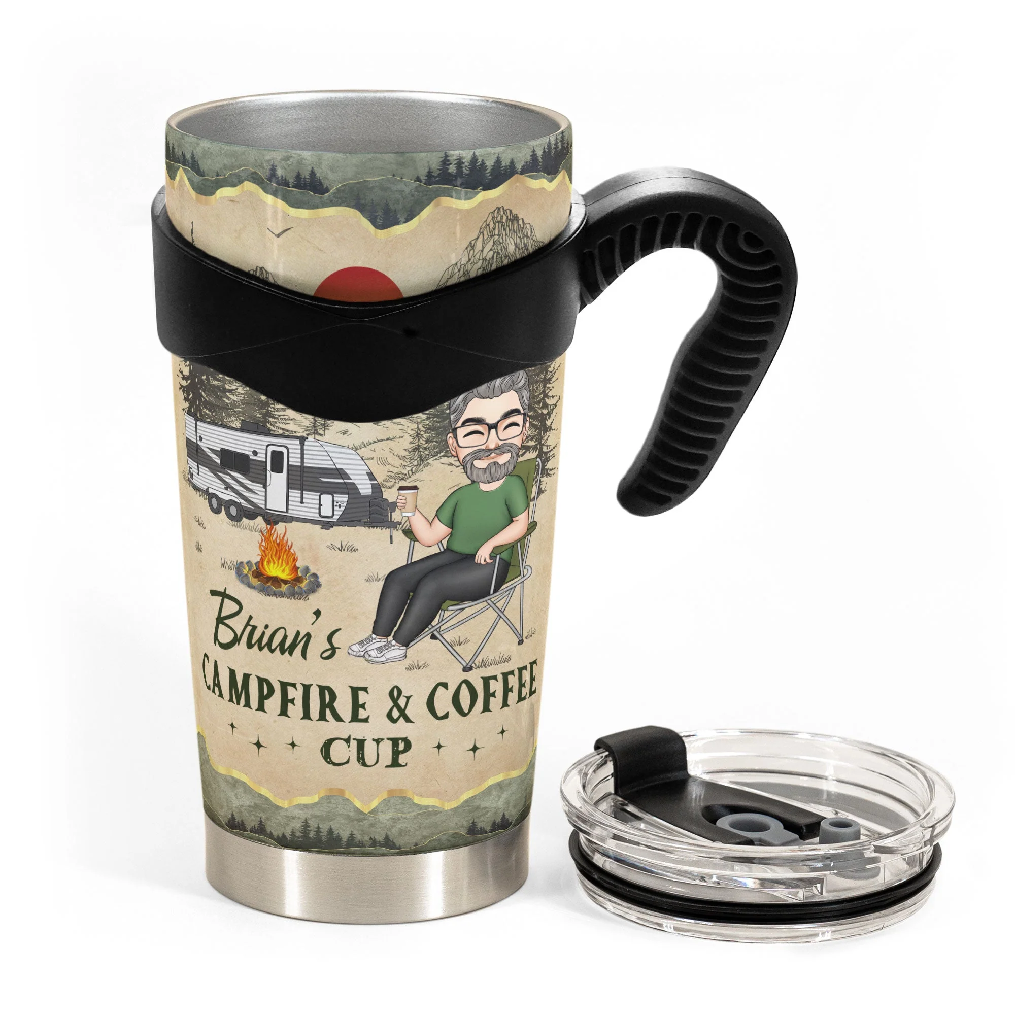 My Campfire And Coffee Cup - Gift For Men - Personalized Tumbler Cup - Image 7
