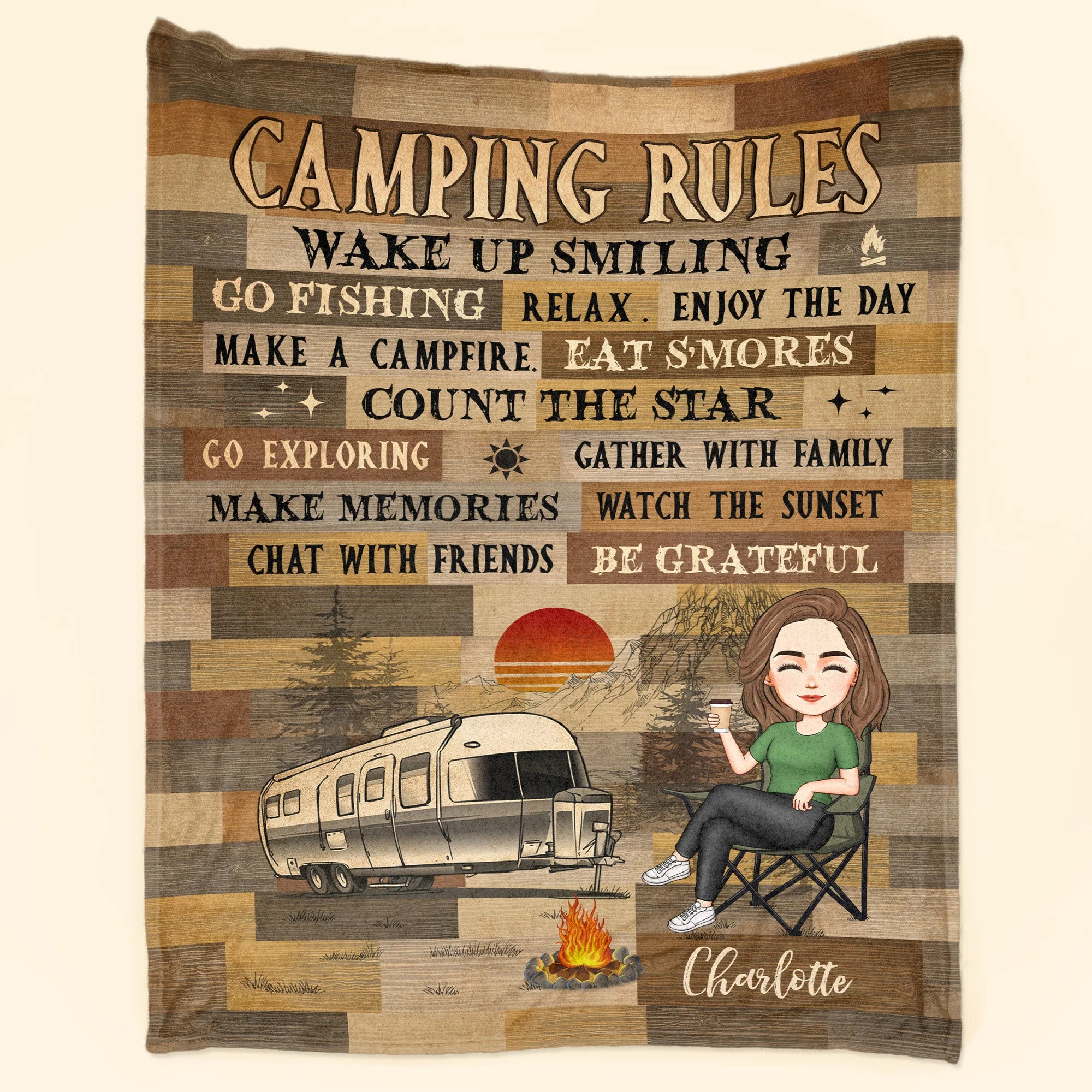 My Camping Rules - Personalized Blanket - Image 2