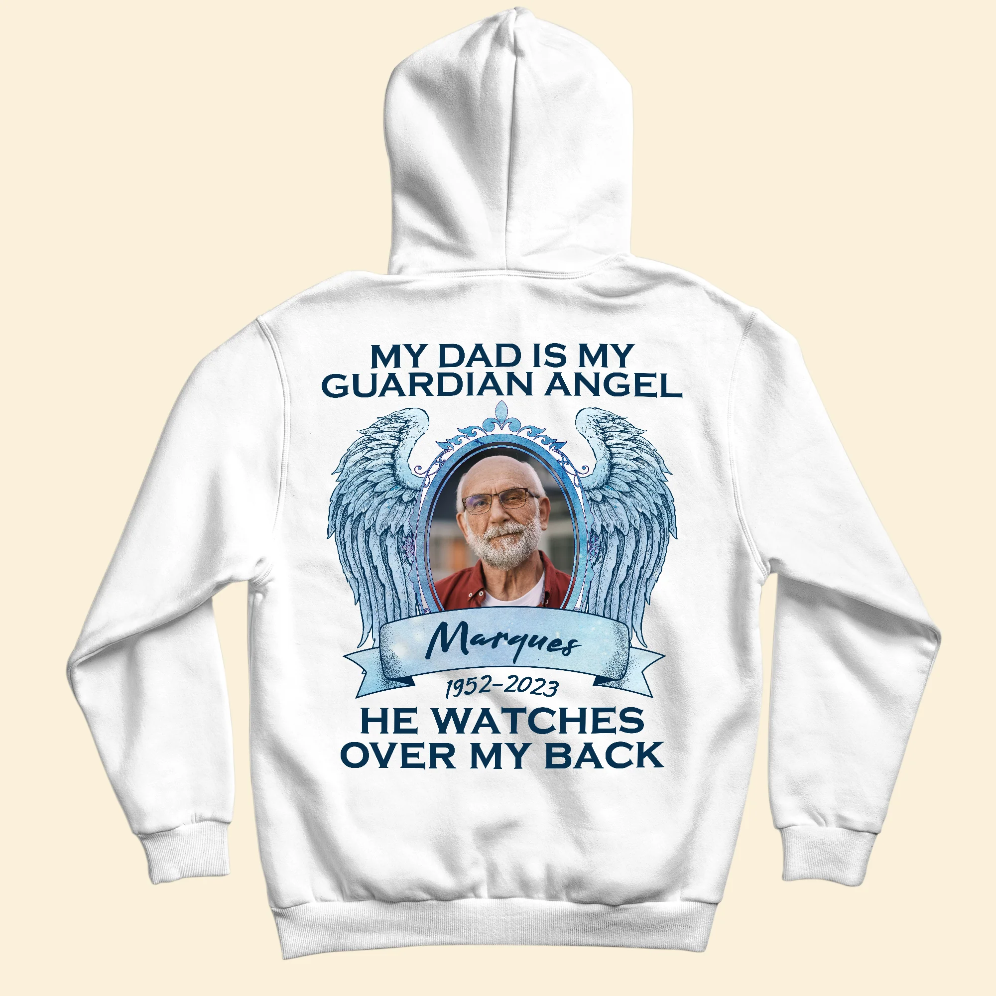 My Dad Is My Guardian Angel - Personalized Photo Back Printed Shirt - Image 5