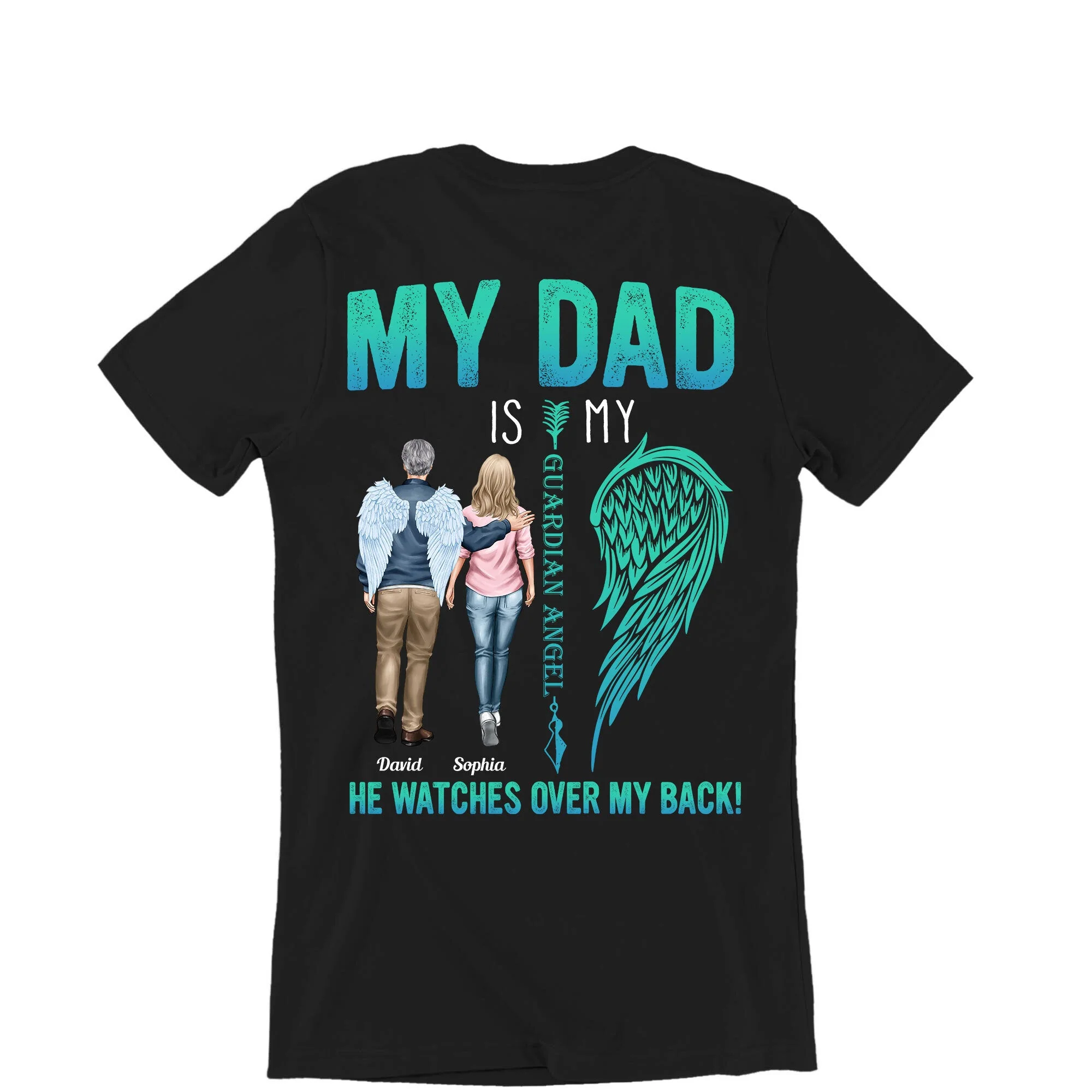 My Dad Is My Guardian Angel - Personalized Shirt - Father's Day, MemoryGift For Dad, Father In Heaven, Loss Of Father - Image 3
