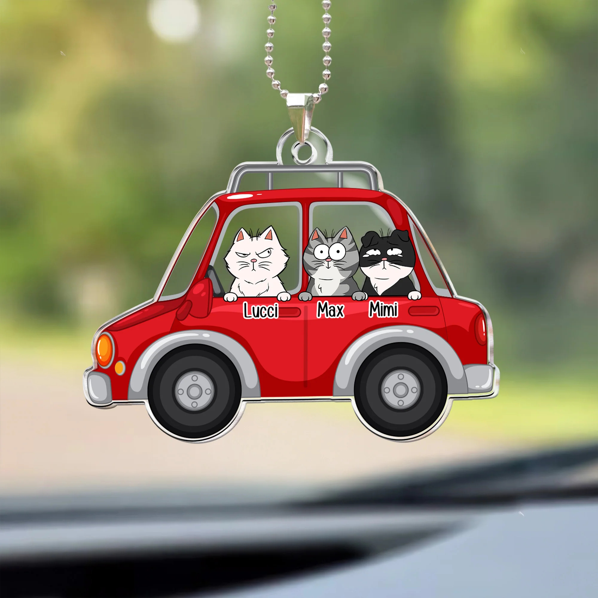 My Dogs And Cats In The Car - Personalized Rear View Mirror Accessory - Image 3
