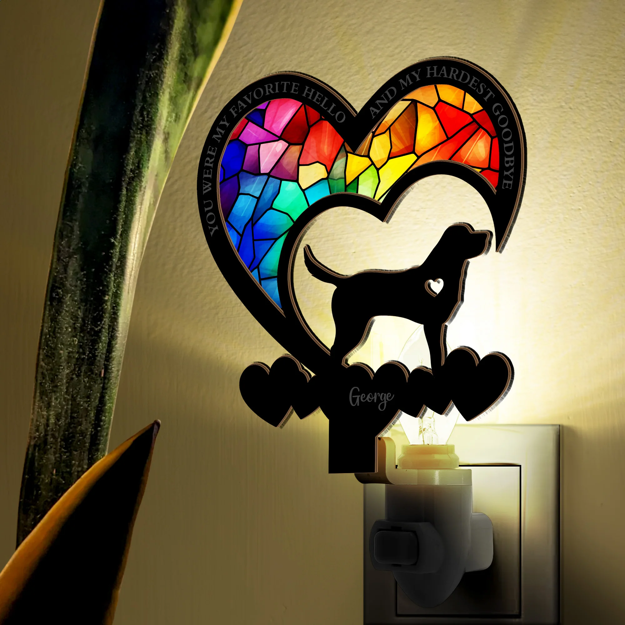 My Favorite Hello And My Hardest Goodbye - Personalized Wood And Acrylic Night Light - Image 4