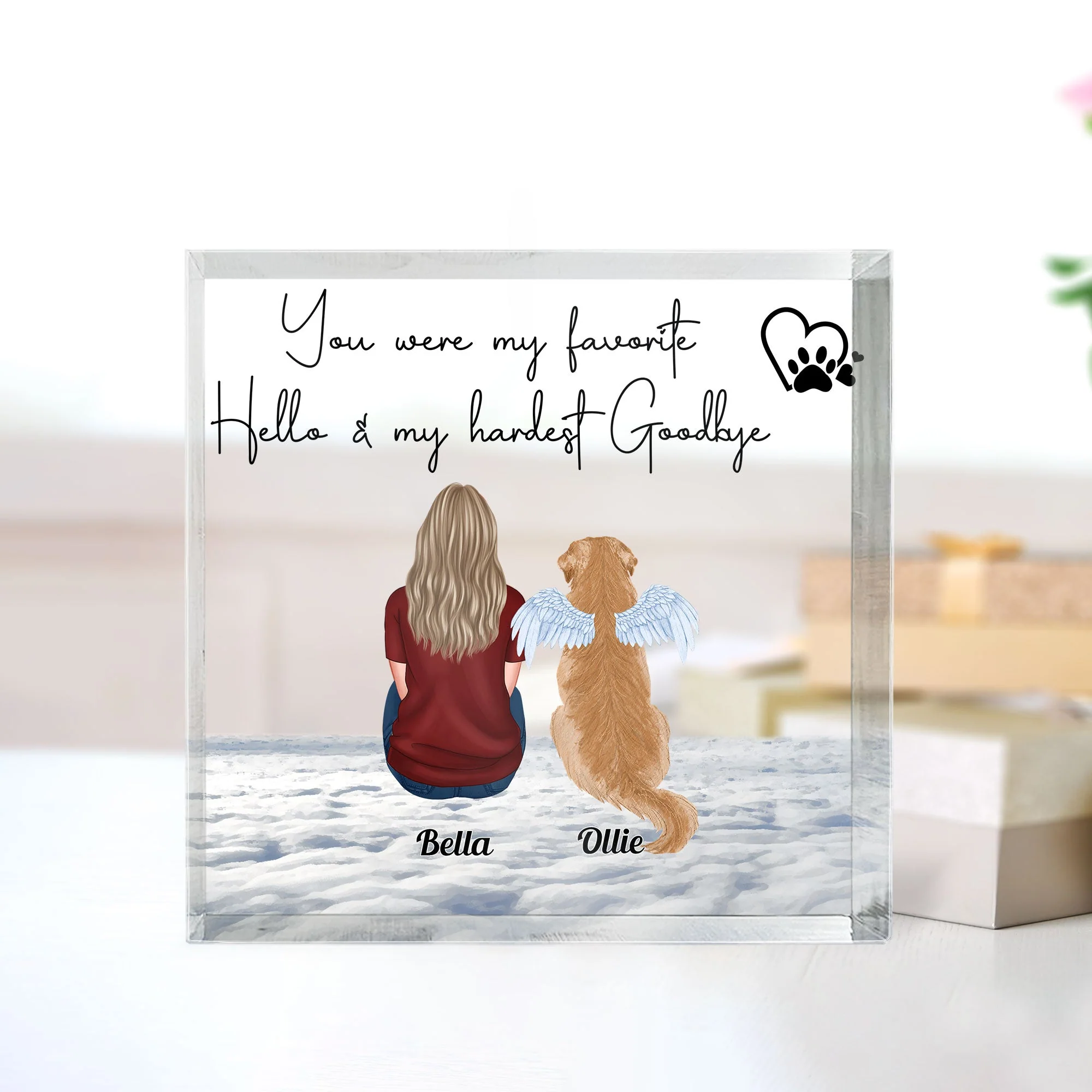 My Favorite Hello - My Hardest Goodbye - Personalized Custom Square-Shaped Acrylic Plaque - Image 4