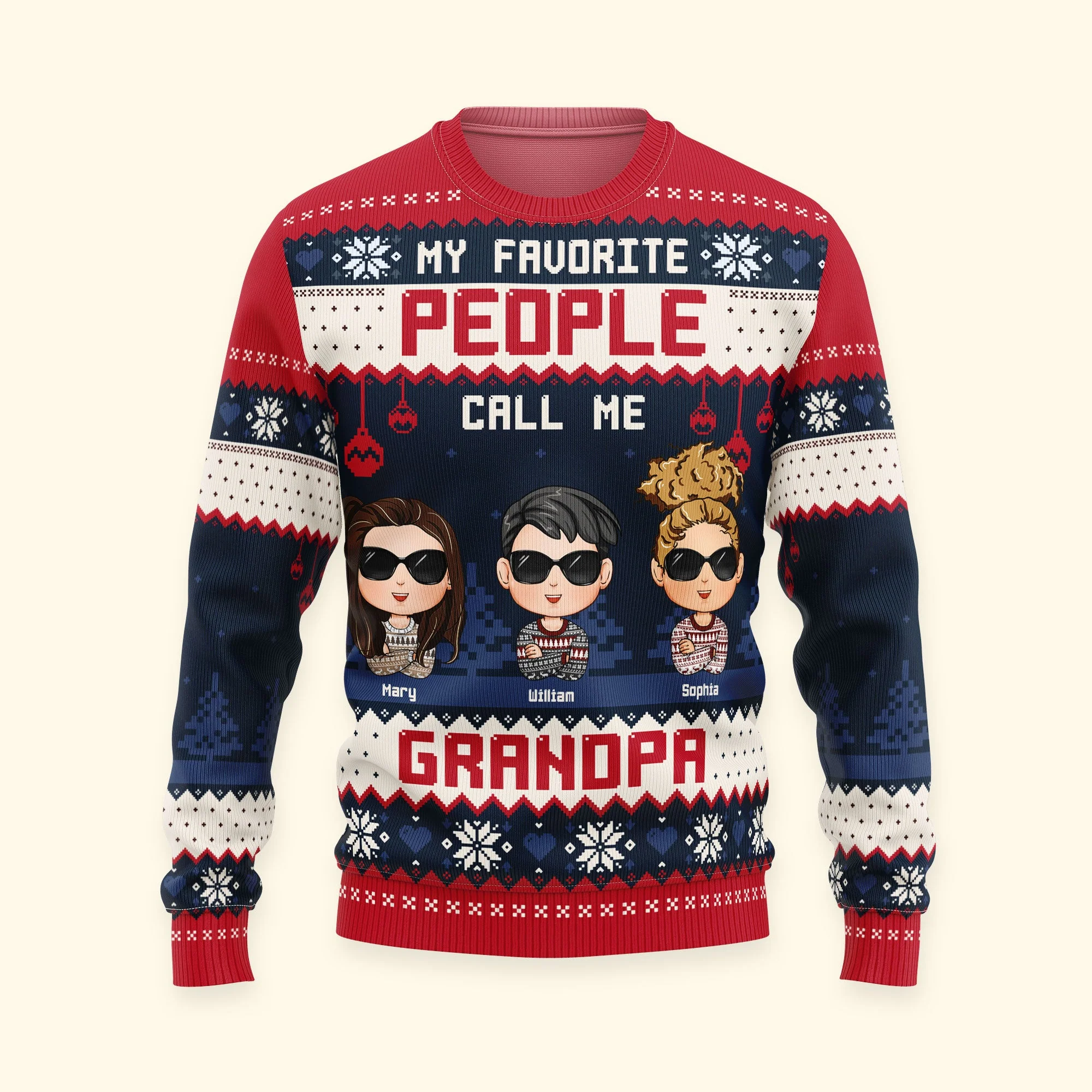 My Favorite People Call Me Daddy Grandpa - Personalized Ugly Sweater - Image 2