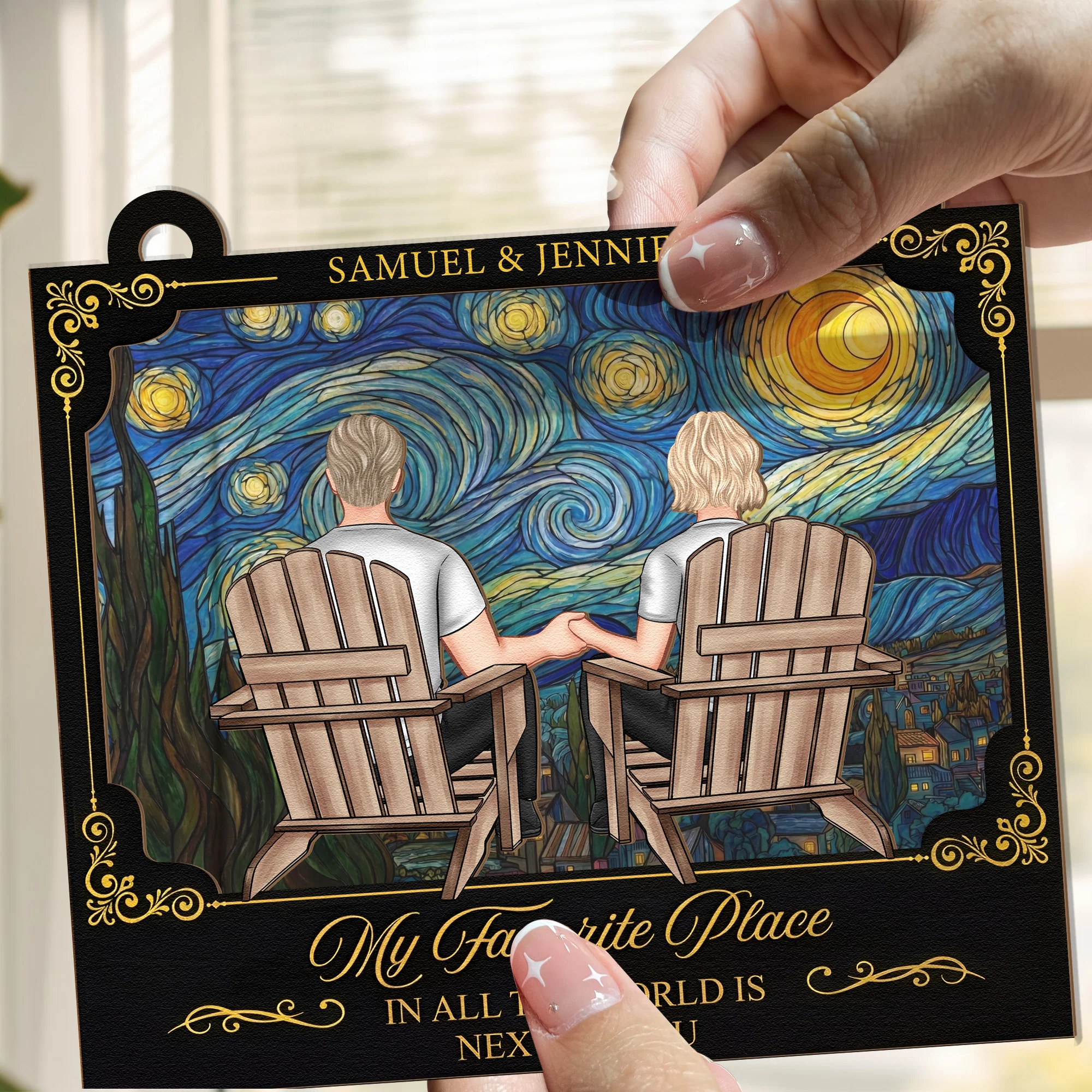 My Favorite Place In All The Wolrd Is Next To You - Personalized Window Hanging Suncatcher - Image 3