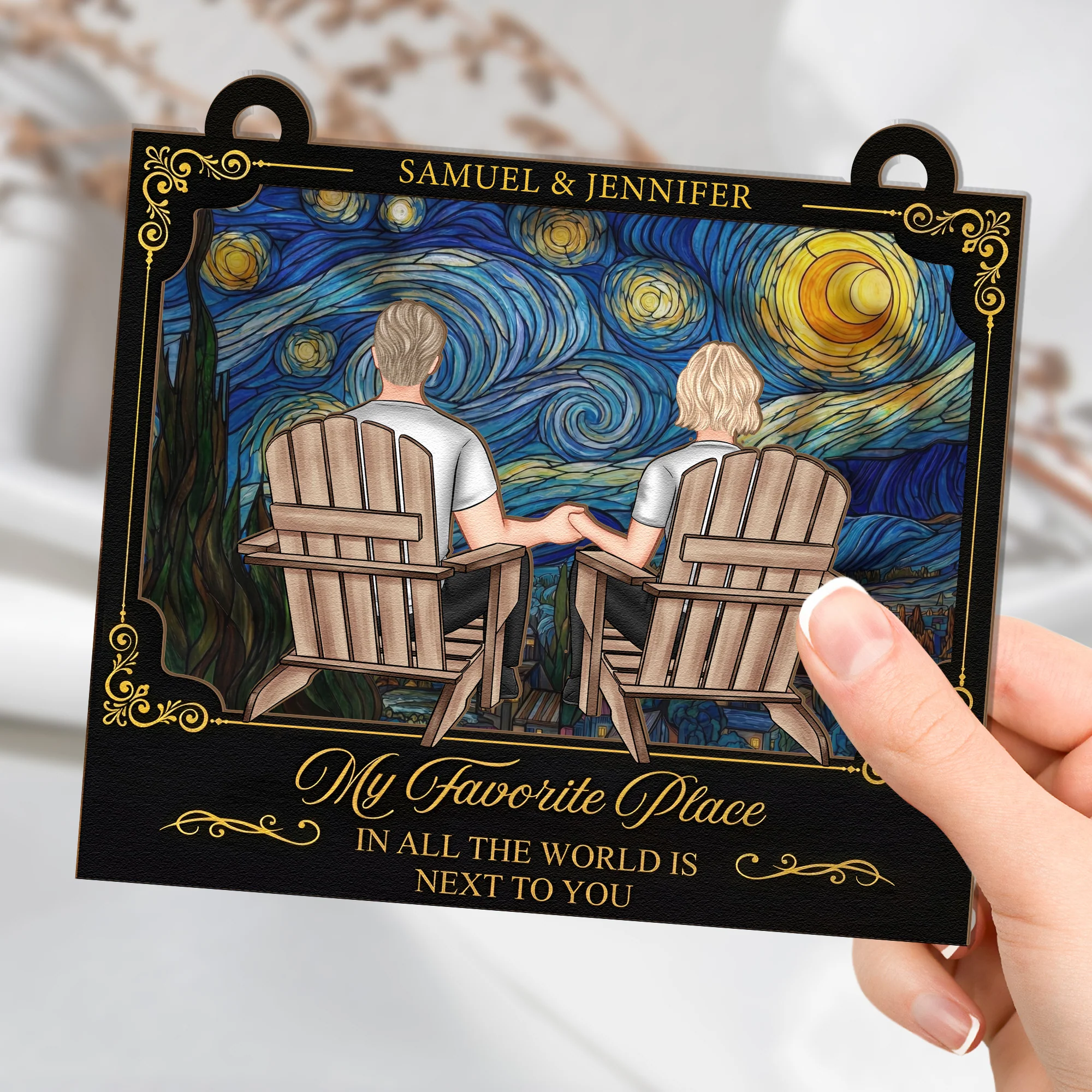 My Favorite Place In All The Wolrd Is Next To You - Personalized Window Hanging Suncatcher - Image 4