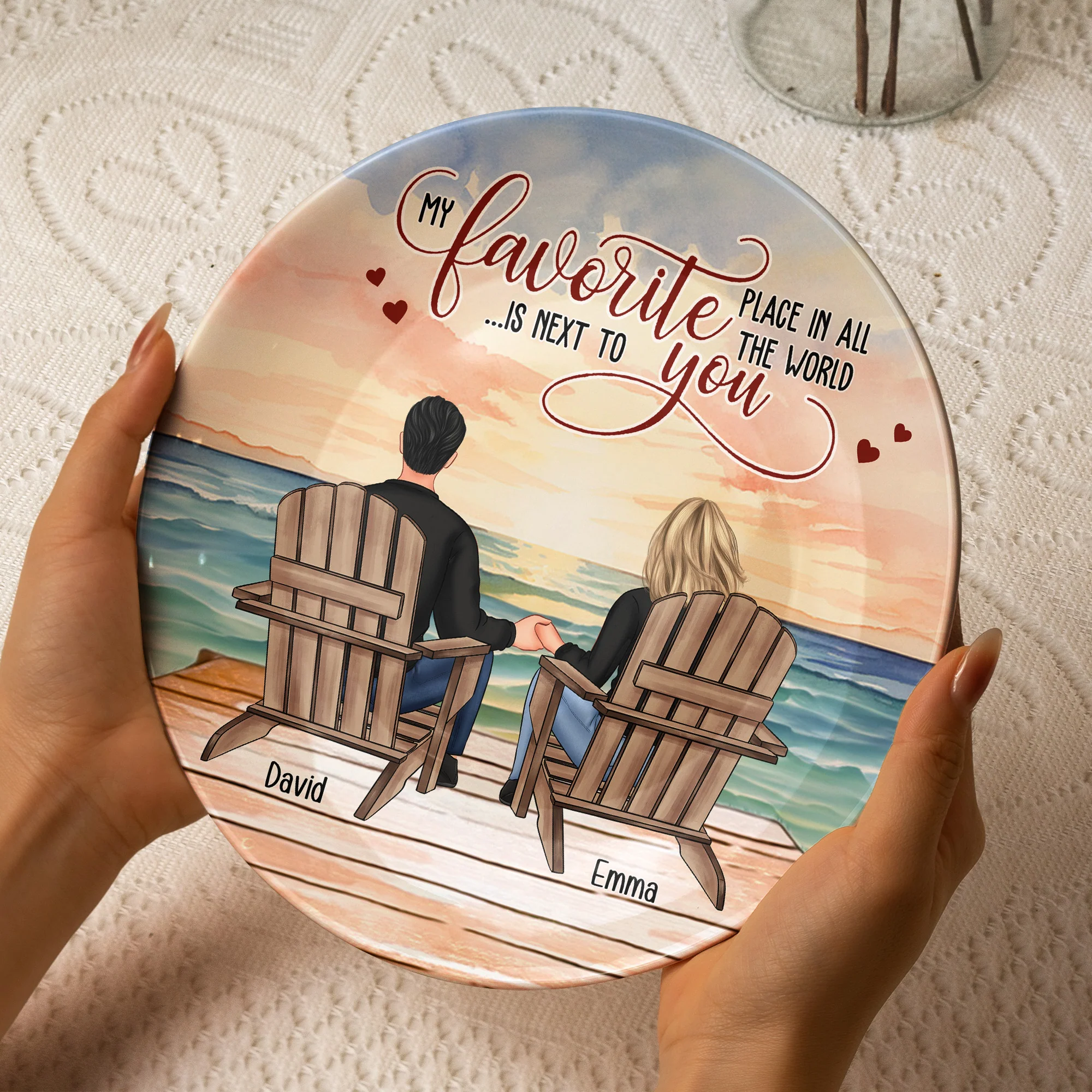 My Favorite Place In All The World Is Next To You - Personalized Ceramic Plate - Image 3
