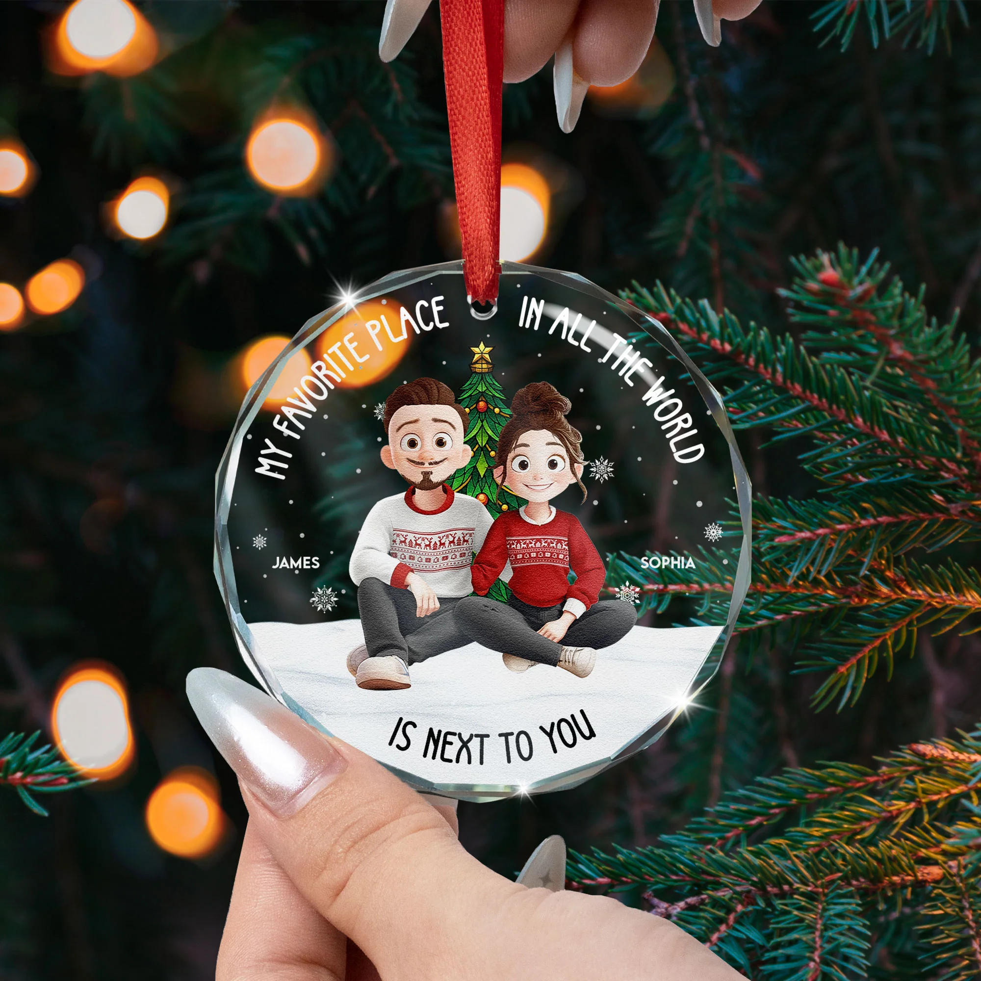 My Favorite Place In All The World - Personalized Glass Ornament - Image 2
