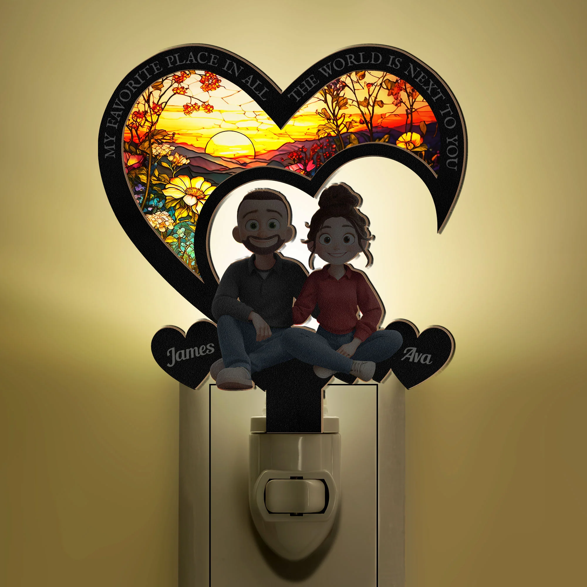 My Favorite Place In All The World - Personalized Wood And Acrylic Night Light - Image 5