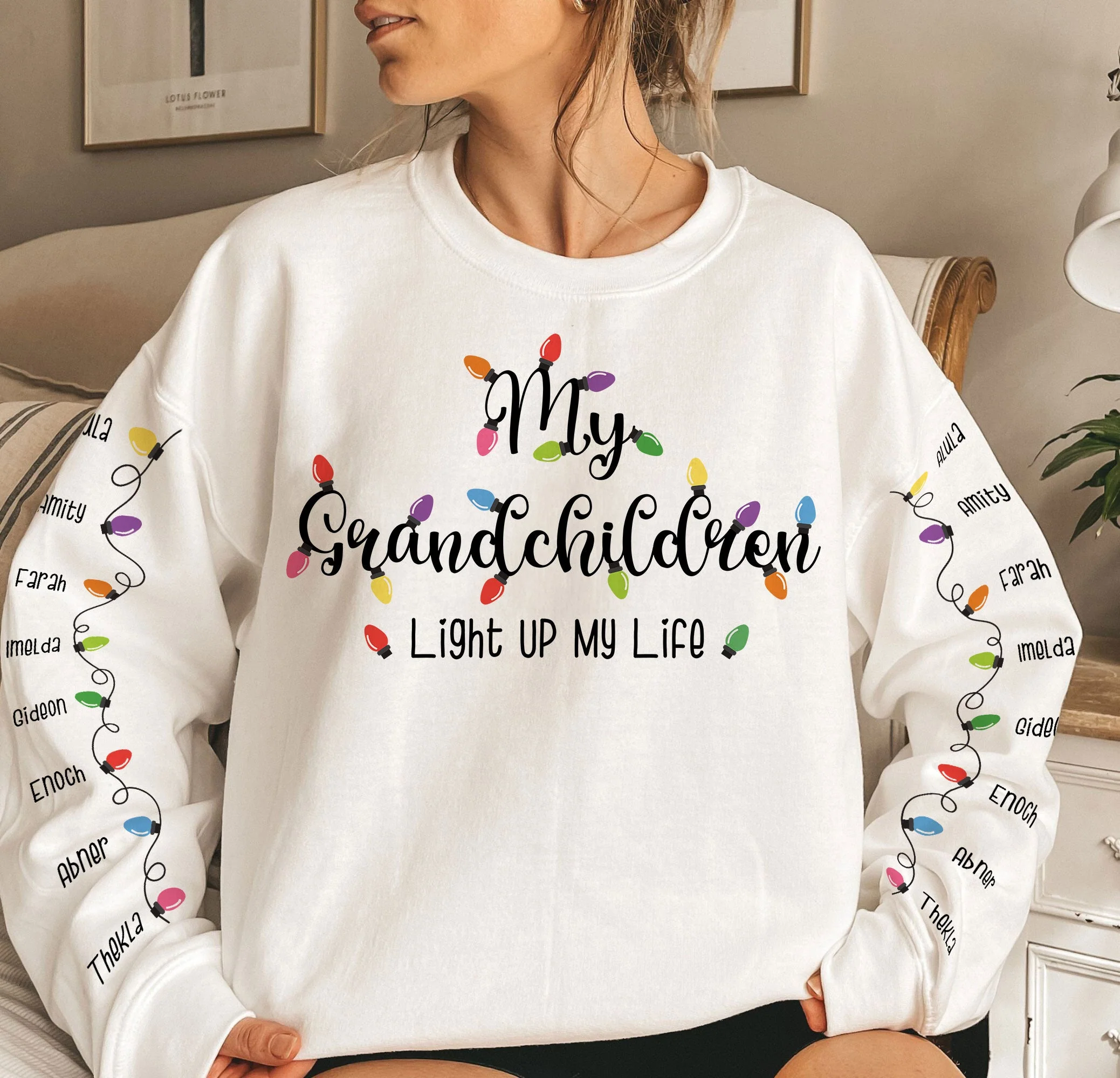 My Grandchildren Light Up My Life - Personalized Sweatshirt - Image 2