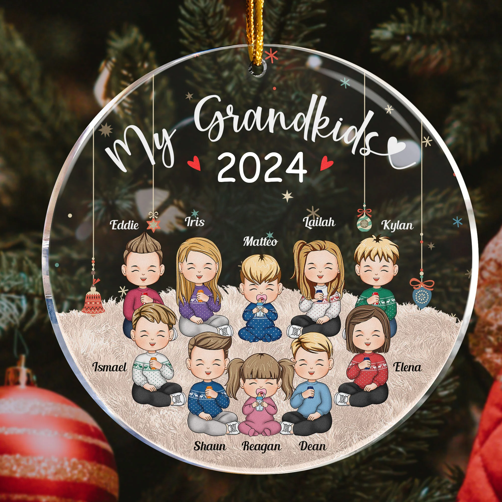 My Grandkids 2024 - Up To 16 Kids - Personalized Grandkid Ornament - Image 3
