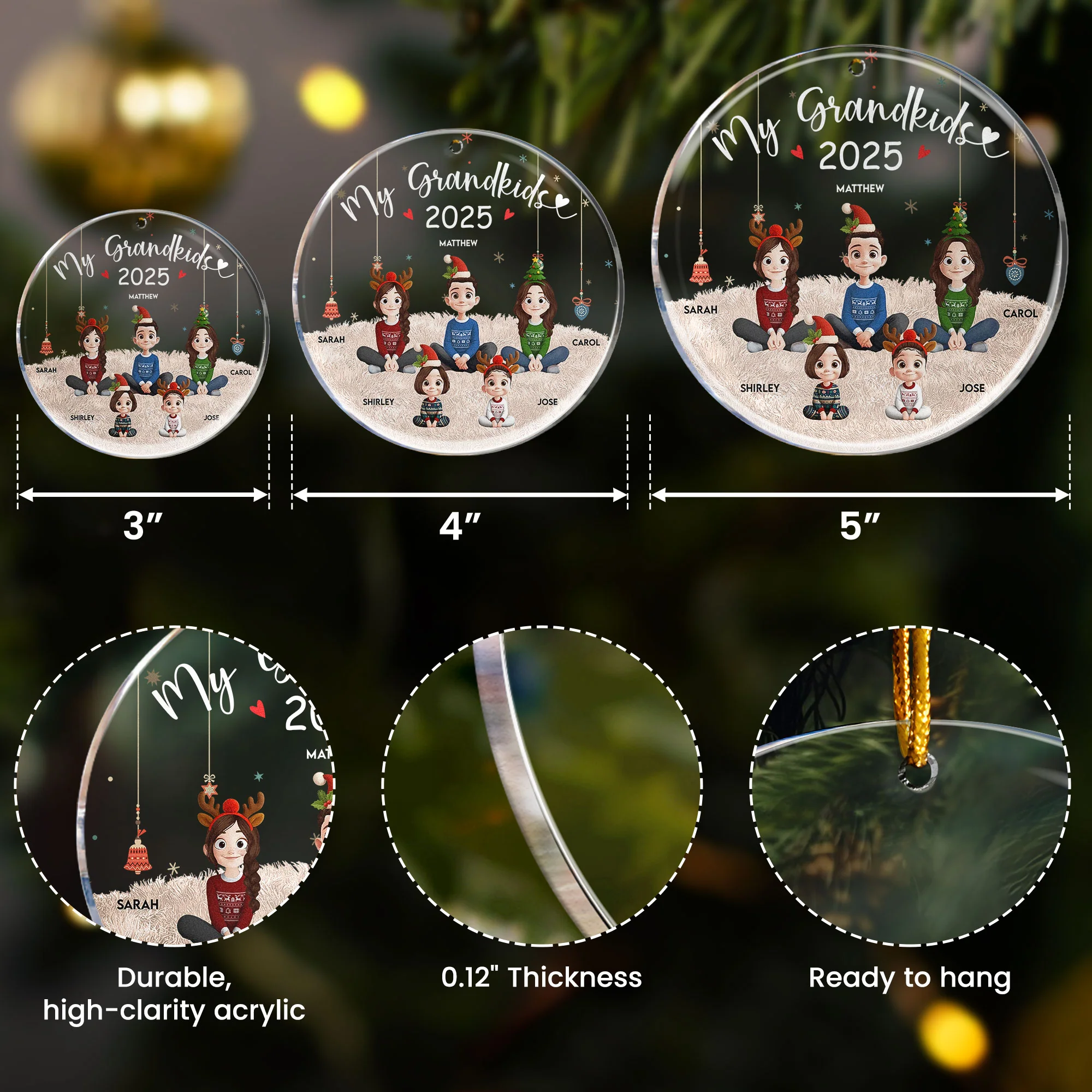 My Grandkids - 3D Style - Personalized Acrylic Ornament - Image 5