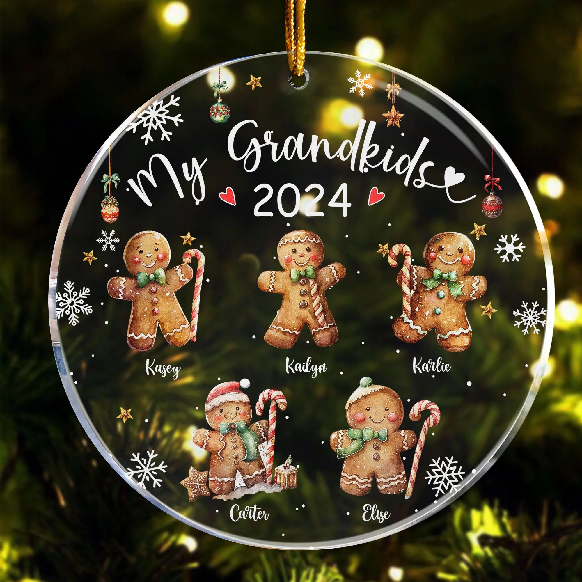 My Grandkids - Gingerbread - Personalized Acrylic Ornament - Image 4