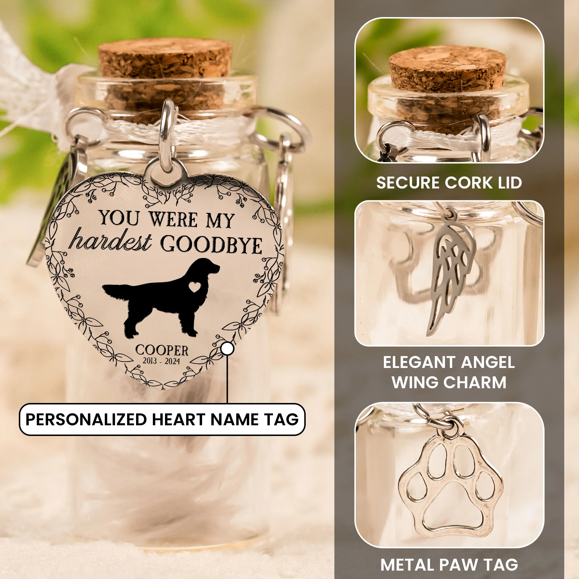 My Hardest Goodbye - Personalized Pet Fur Memorial Jar - Image 4