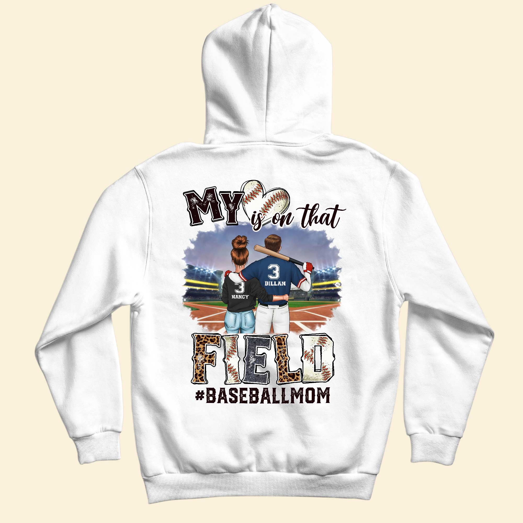 My Heart Is On That Field - Personalized Back Printed Shirt - Birthday, Loving Gift For Baseball Players' Mom, Girlfriend, Grandma - Image 3
