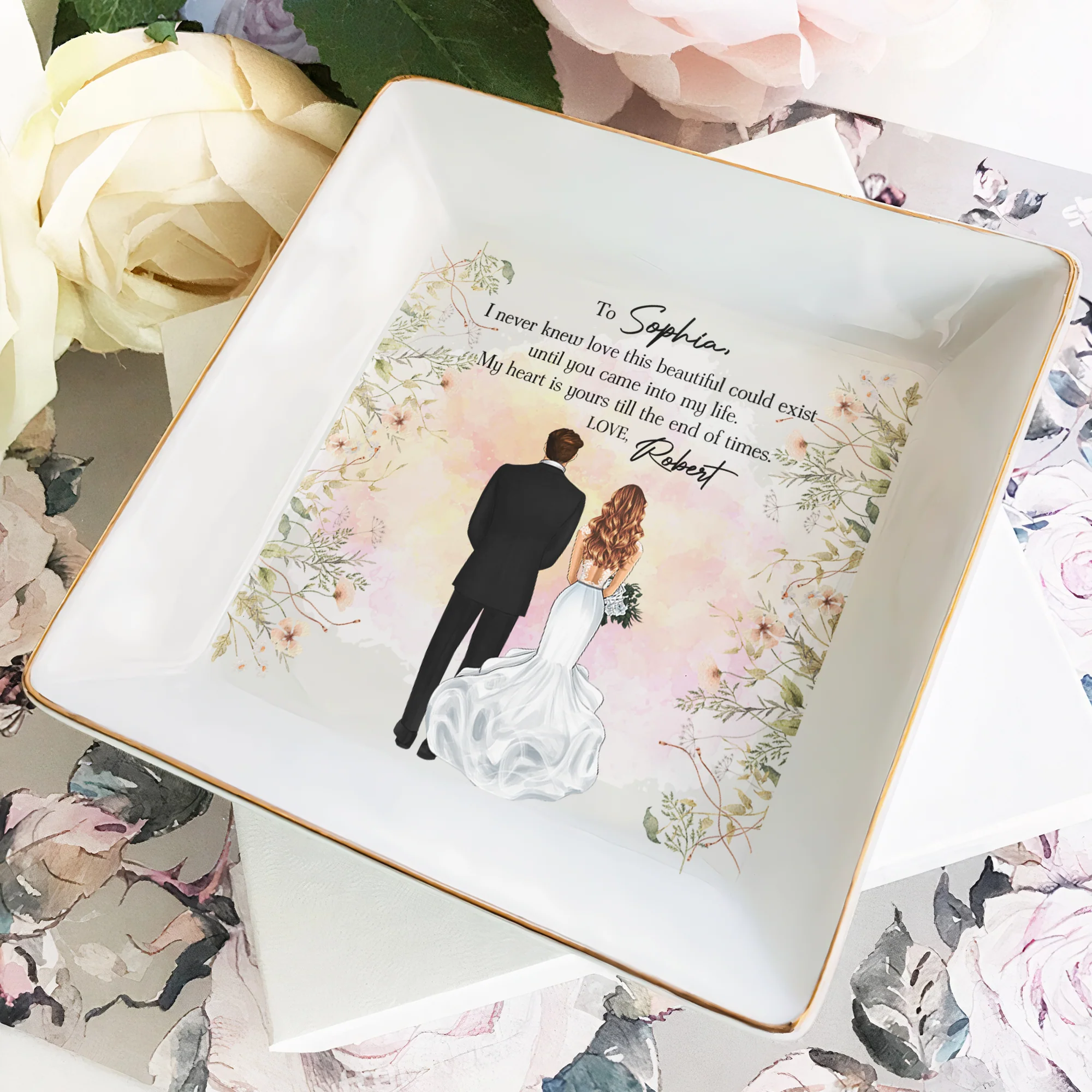 My Heart Is Yours Till The End Of Times Bride Gift - Personalized Jewelry Dish - Image 2