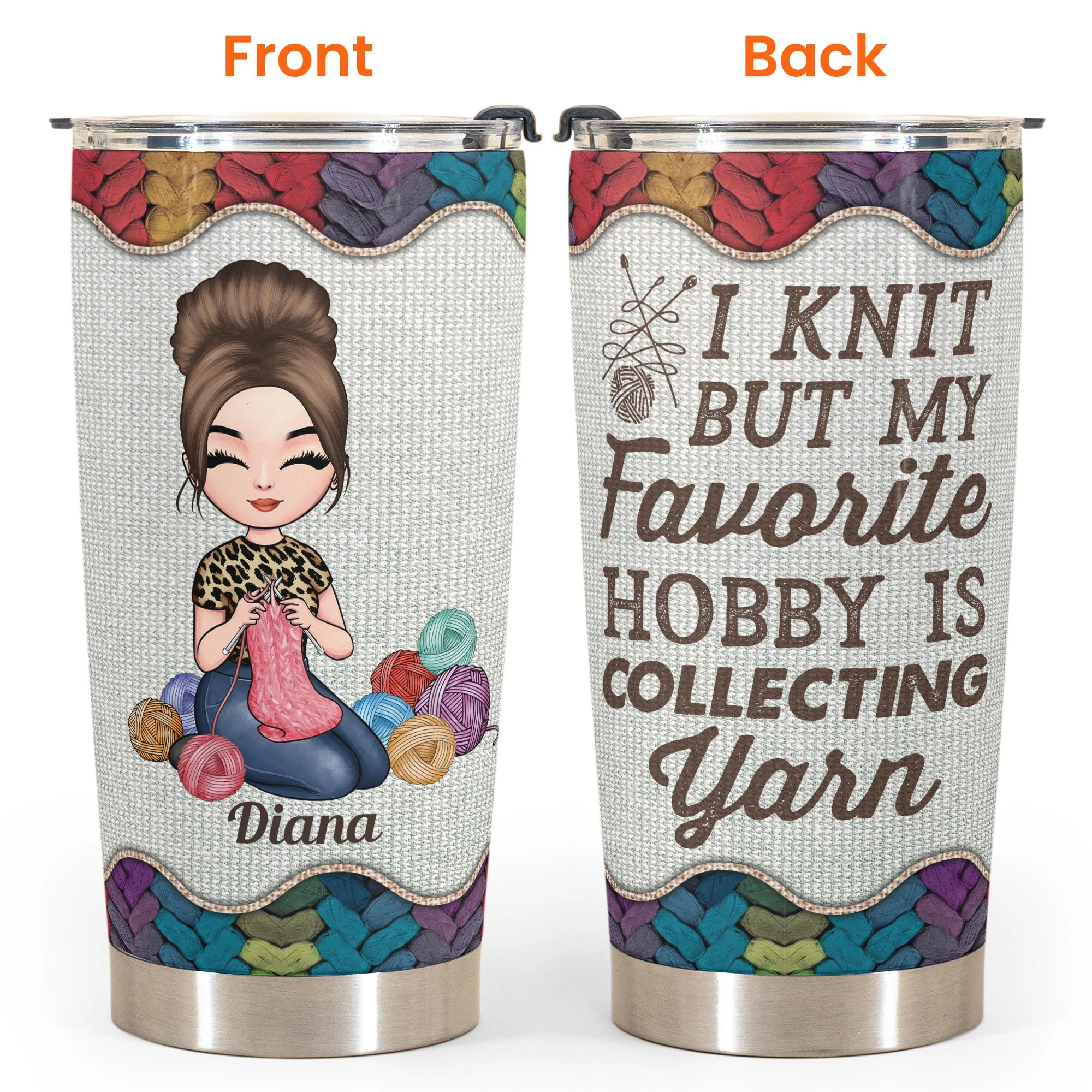 My Hobby Is Collecting Yarn - Personalized Tumbler - Birthday, Mother Days Gift For Knitter, Crocheter, Yarn Collector, Yarn Hoarder, Knitting Mother, Grandma - Knitting Girl - Image 4