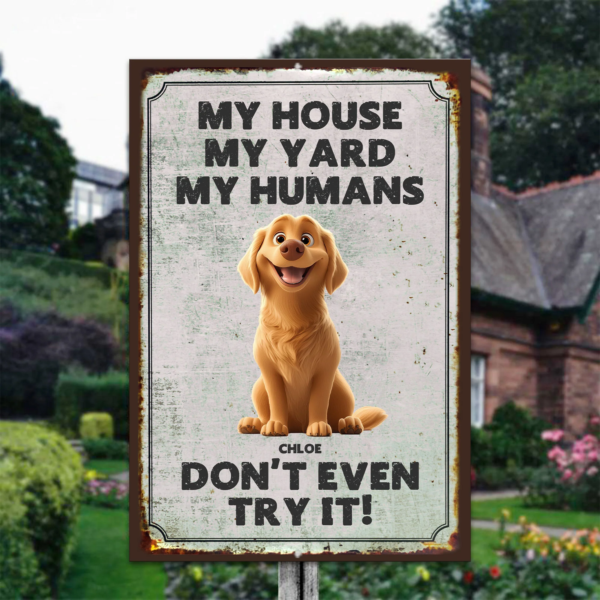 My House My Yard My Humans - Personalized Metal Sign - Image 3