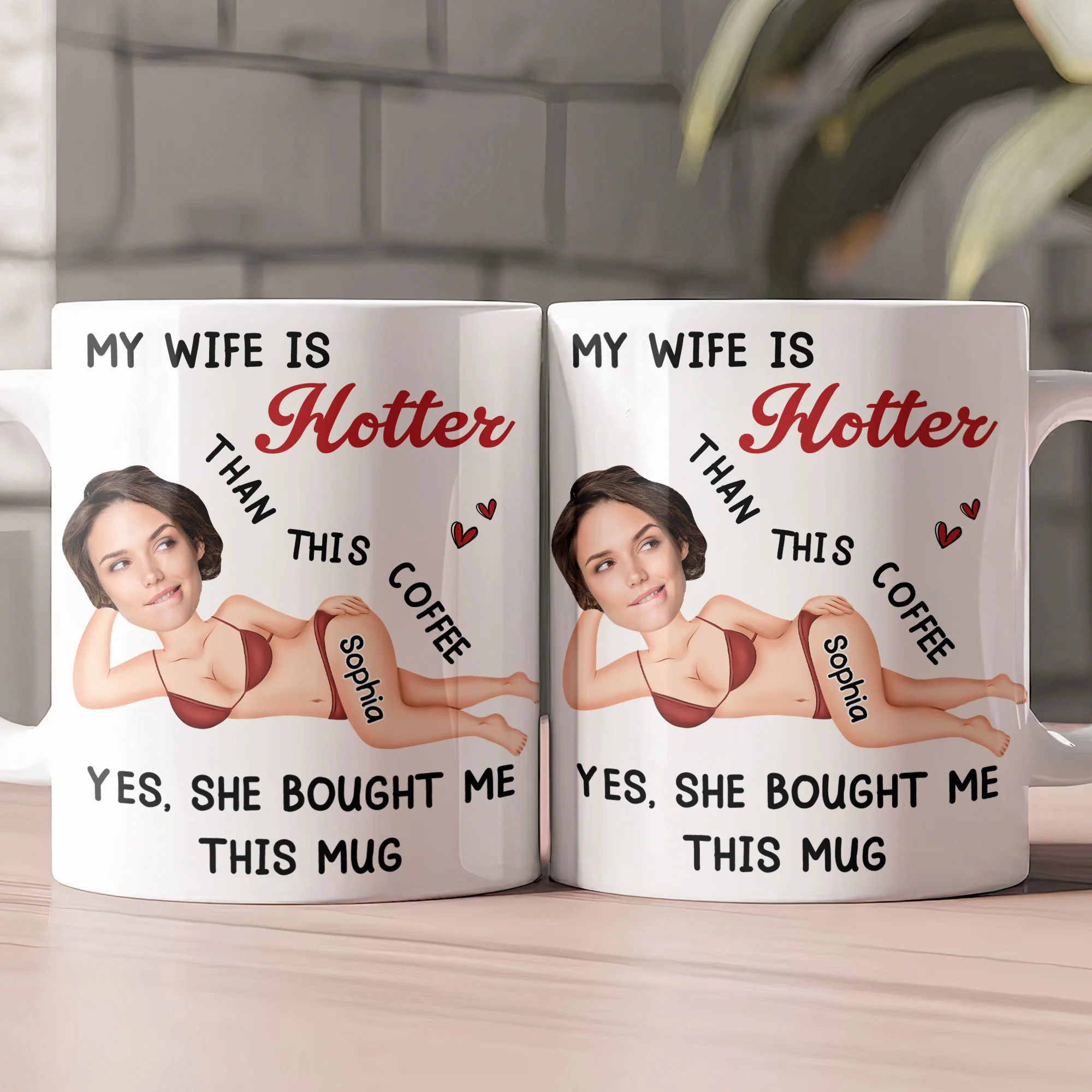 My Husband, Wife Is Hotter Than This Coffee - Personalized Photo Mug - Image 2