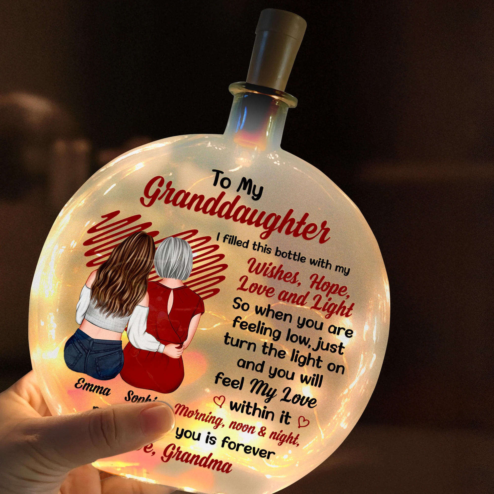 My Love For You Is Forever Gift For Her - Personalized Round Flat Bottle Light - Image 5