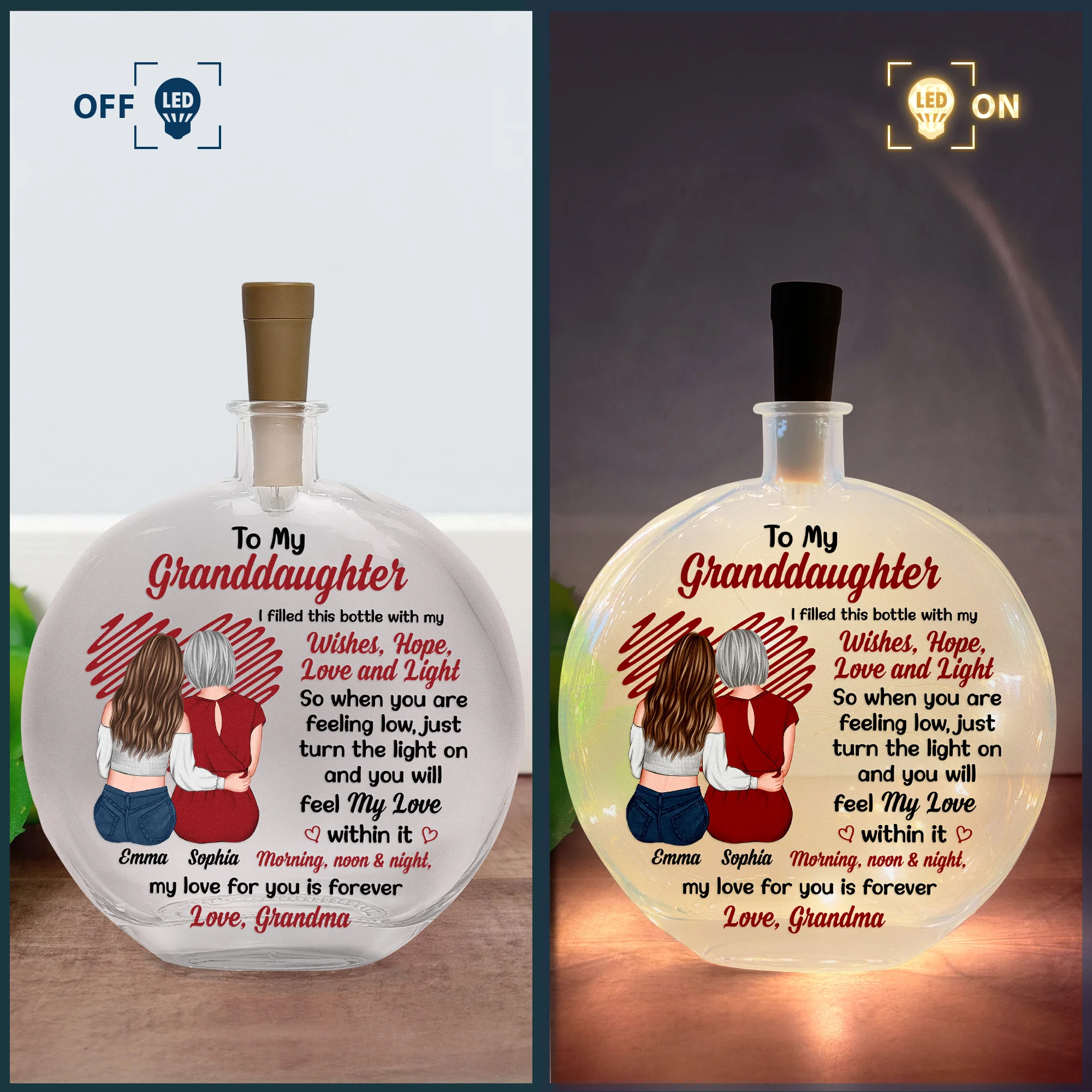 My Love For You Is Forever Gift For Her - Personalized Round Flat Bottle Light - Image 6