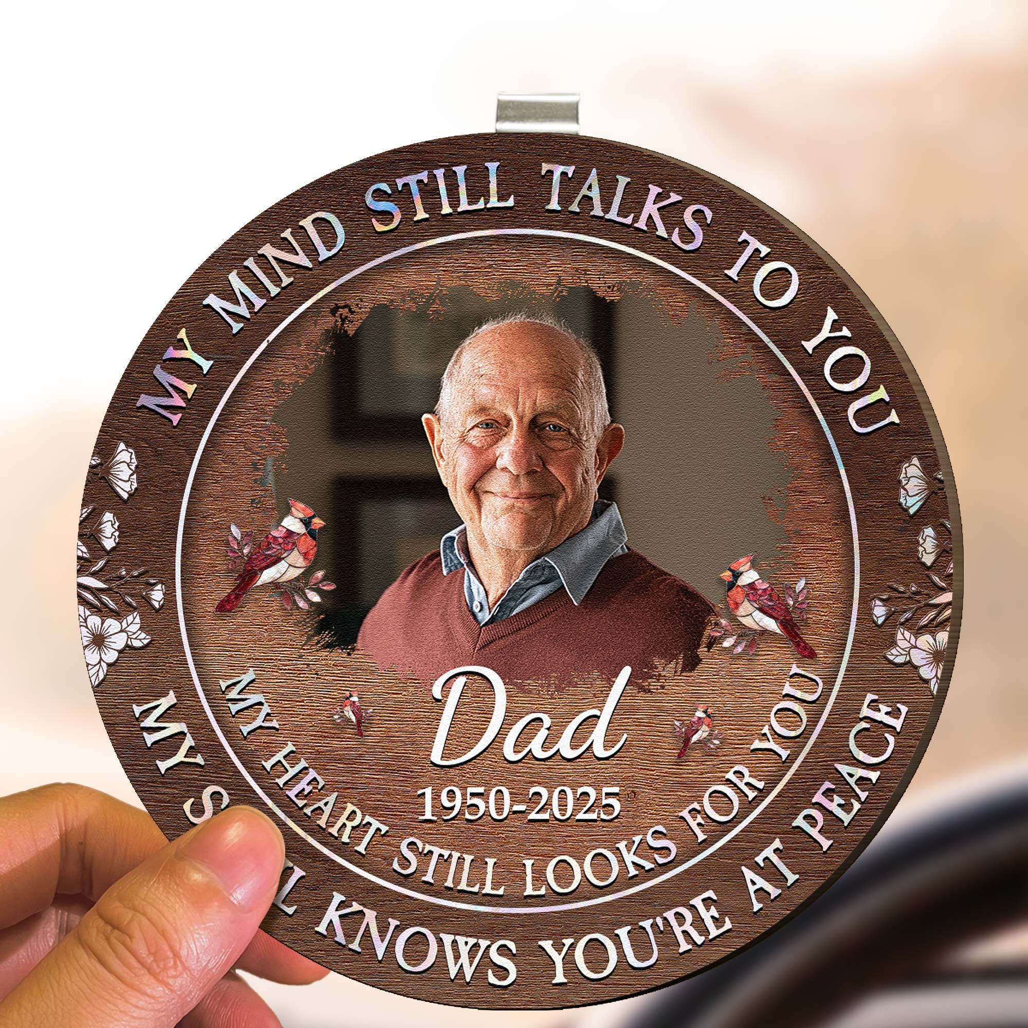My Mind My Heart My Soul Dragonfly Ver - Personalized Wooden Photo Car Visor Clip - Image 4