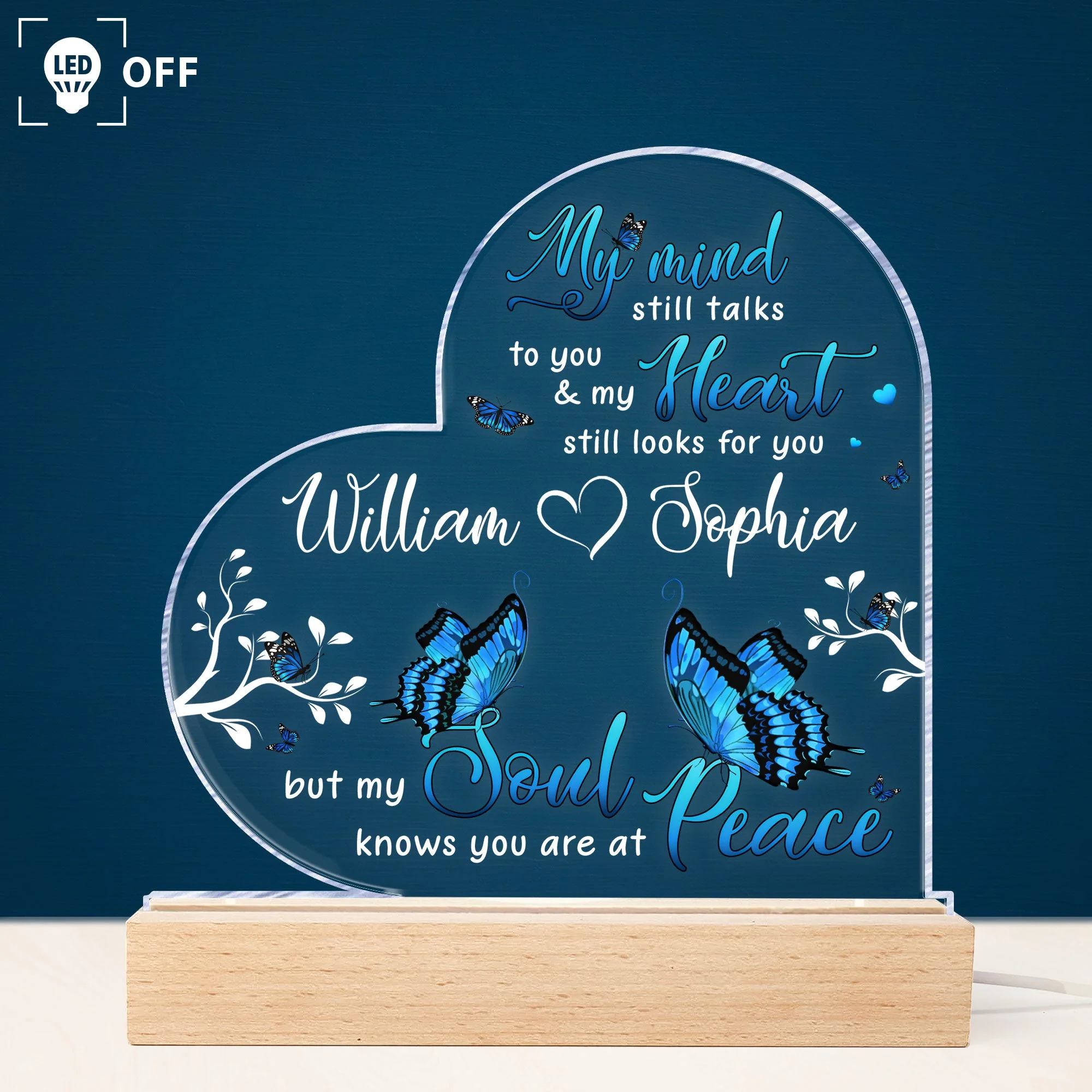 My Mind Still Talks To You, My Heart Still Looks For You - Personalized LED Light - Loving Gift For Family Members With Lost One - Image 2