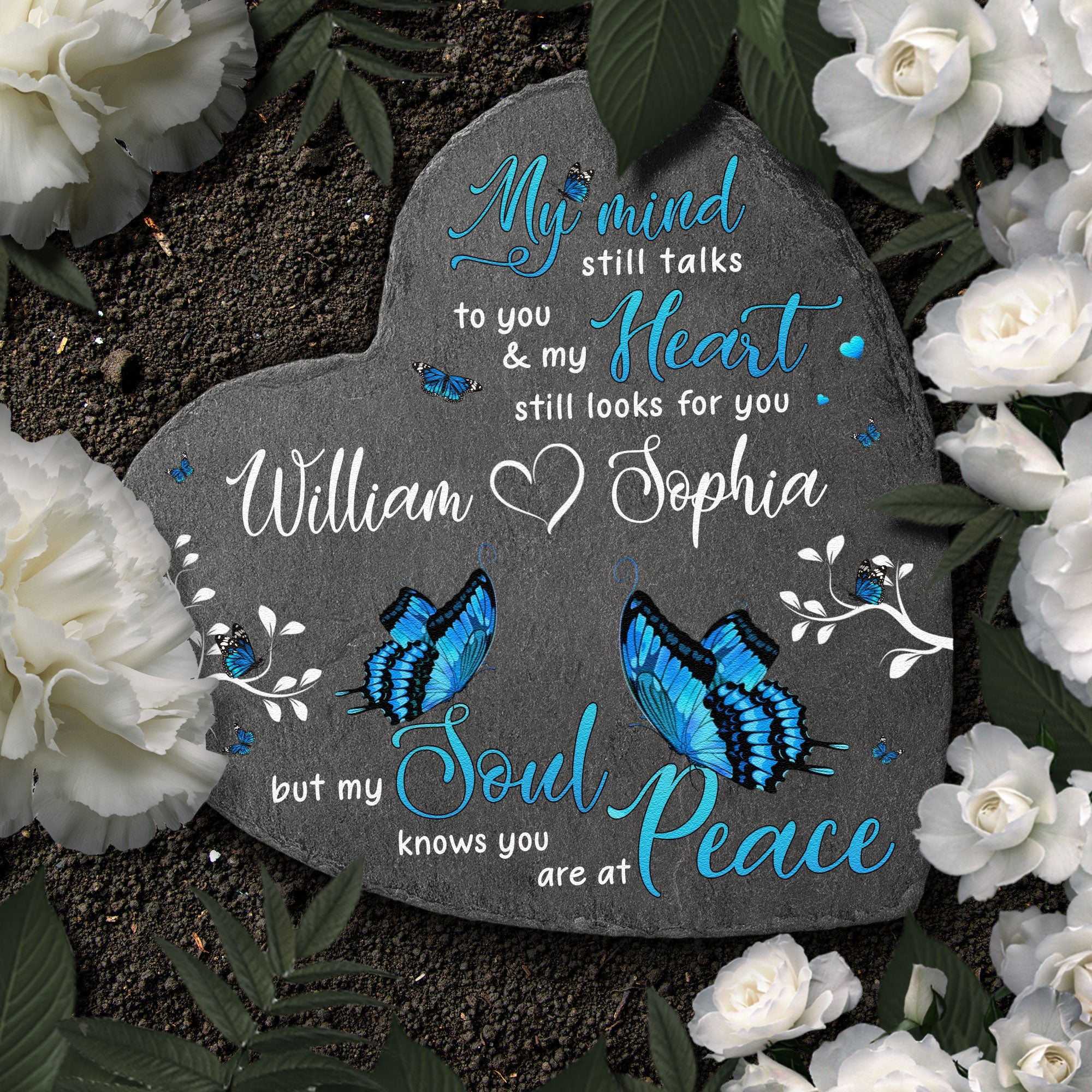 My Mind Still Talks To You, My Heart Still Looks For You - Personalized Garden Stone - Image 2
