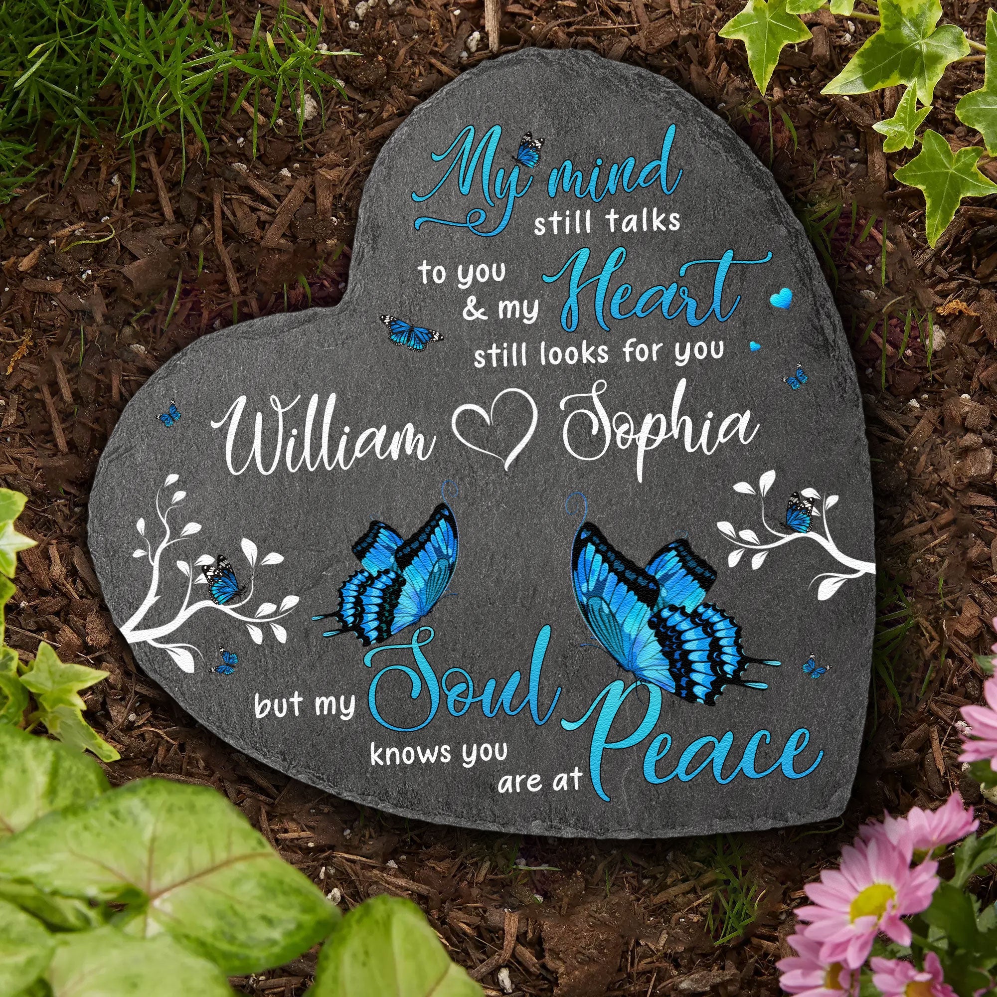 My Mind Still Talks To You, My Heart Still Looks For You - Personalized Garden Stone - Image 3