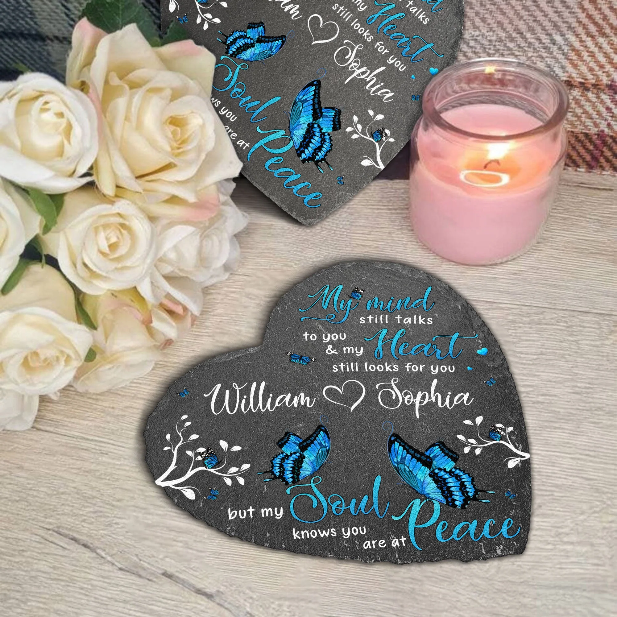 My Mind Still Talks To You, My Heart Still Looks For You - Personalized Garden Stone - Image 4