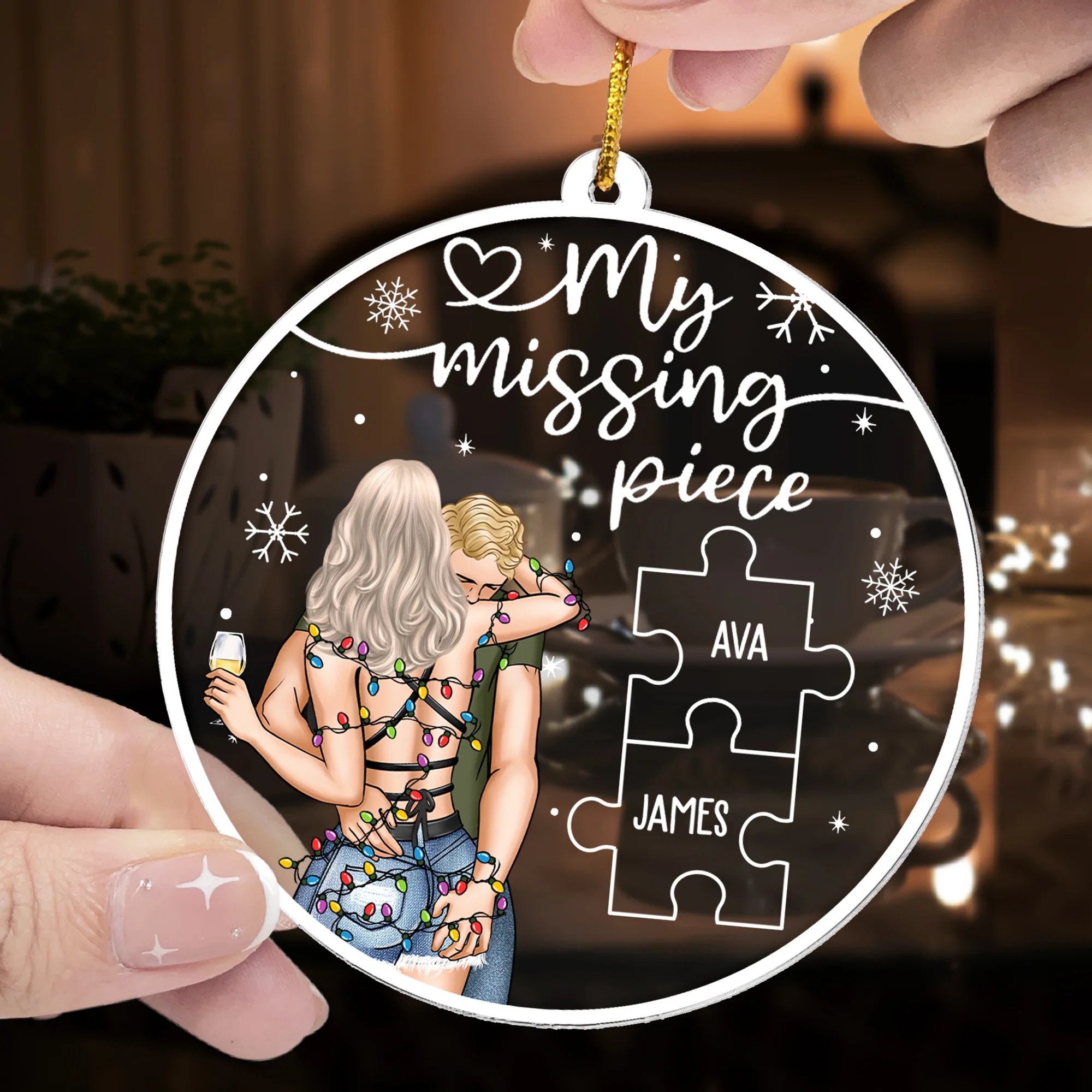 My Missing Piece Christmas Lights - Personalized Acrylic Ornament - Image 2