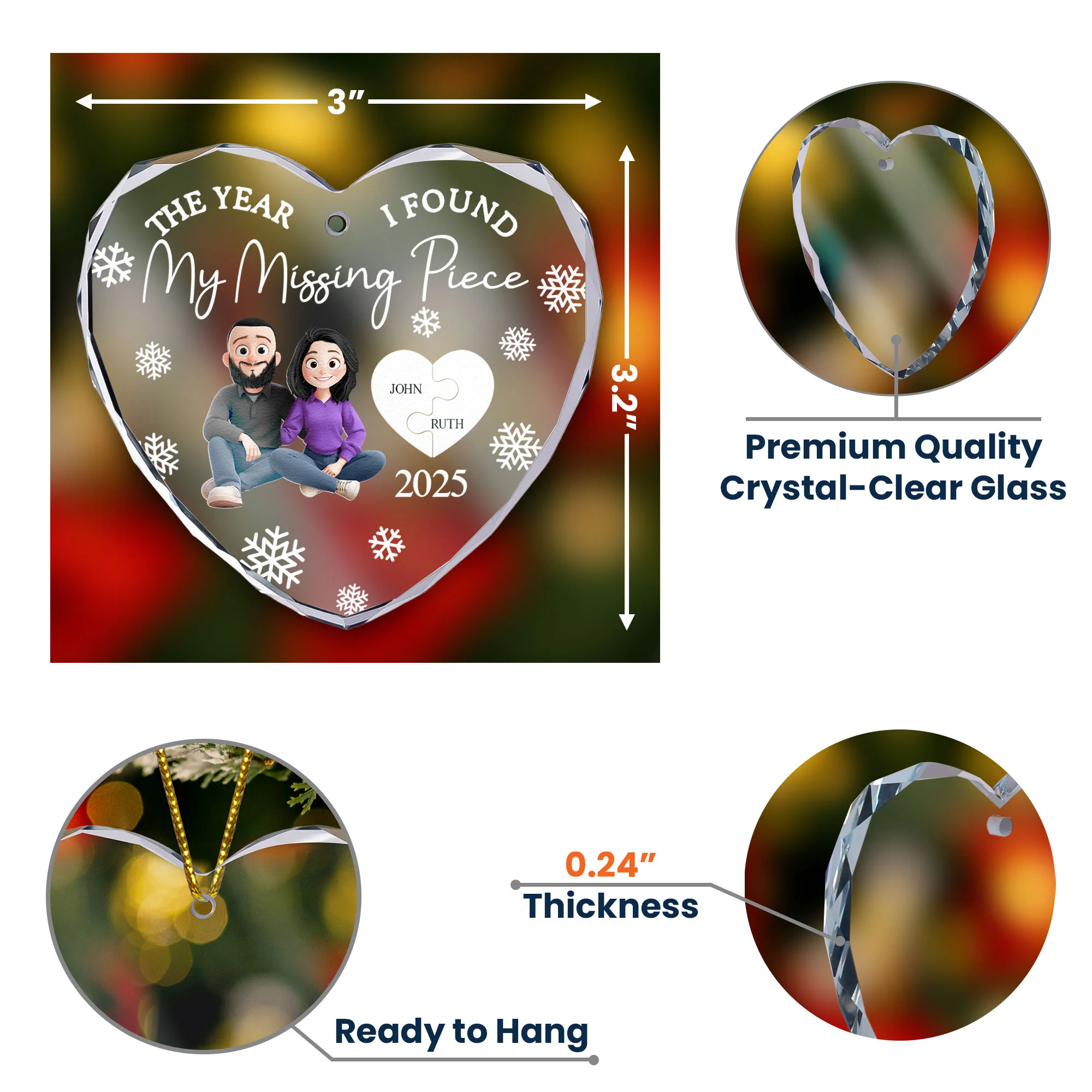 My Missing Piece - Personalized Glass Ornament - Image 11
