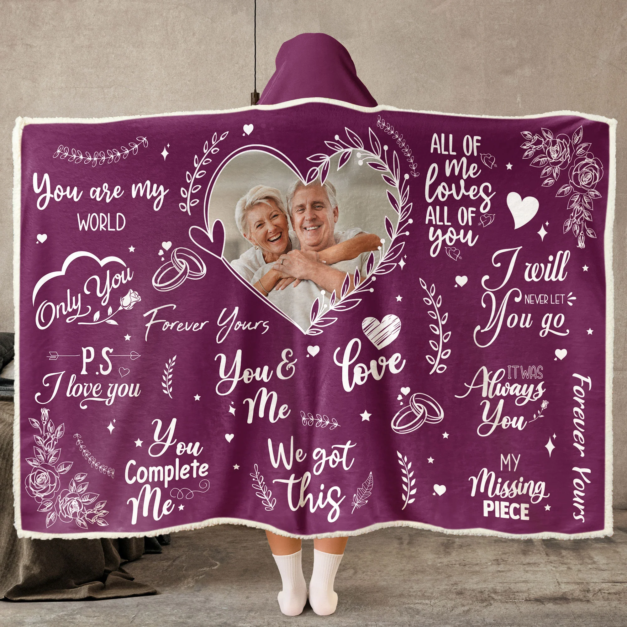 My Missing Piece You Complete Me - Personalized Photo Wearable Blanket Hoodie - Image 2