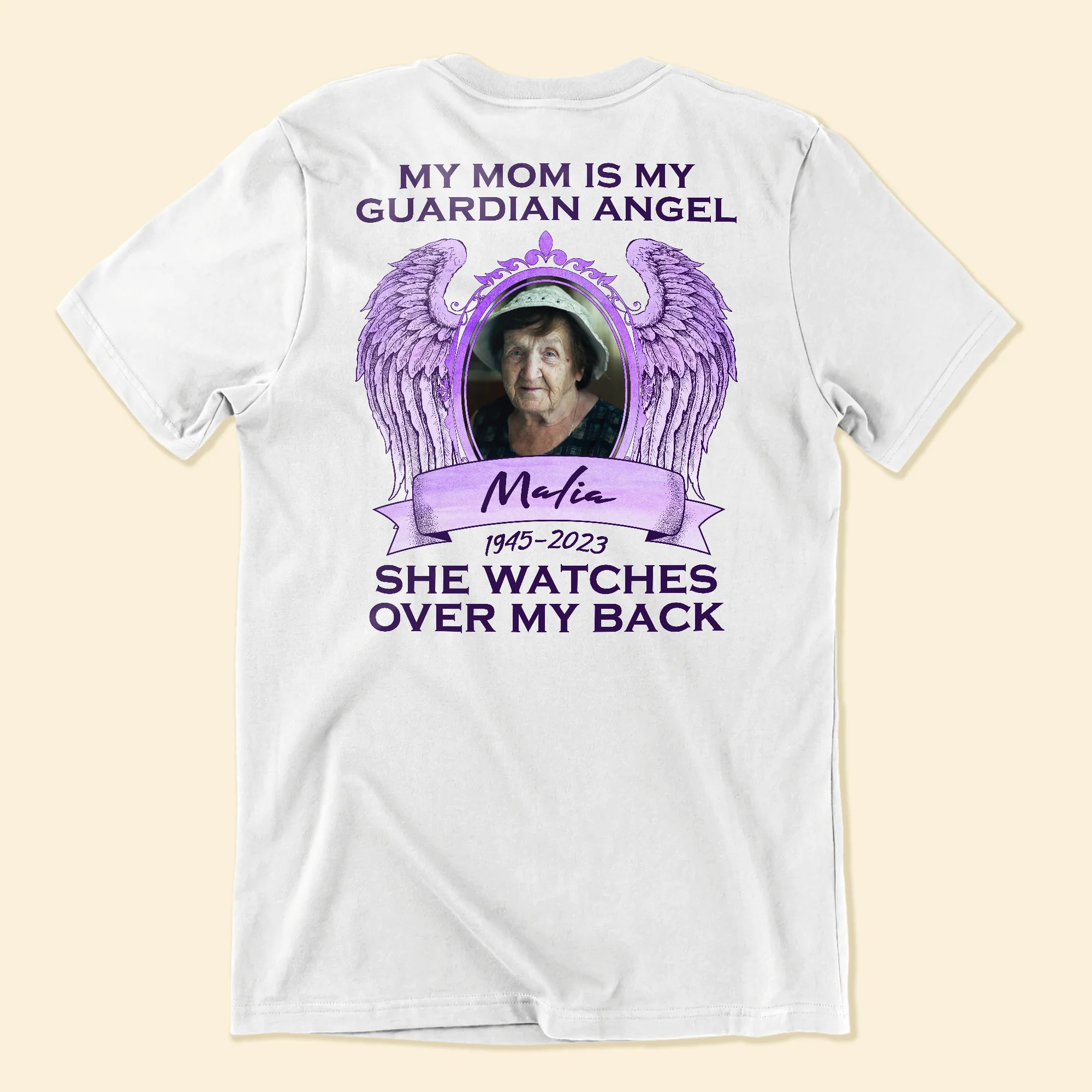 My Mom Is My Guardian Angel - Personalized Photo Back Printed Shirt - Image 3