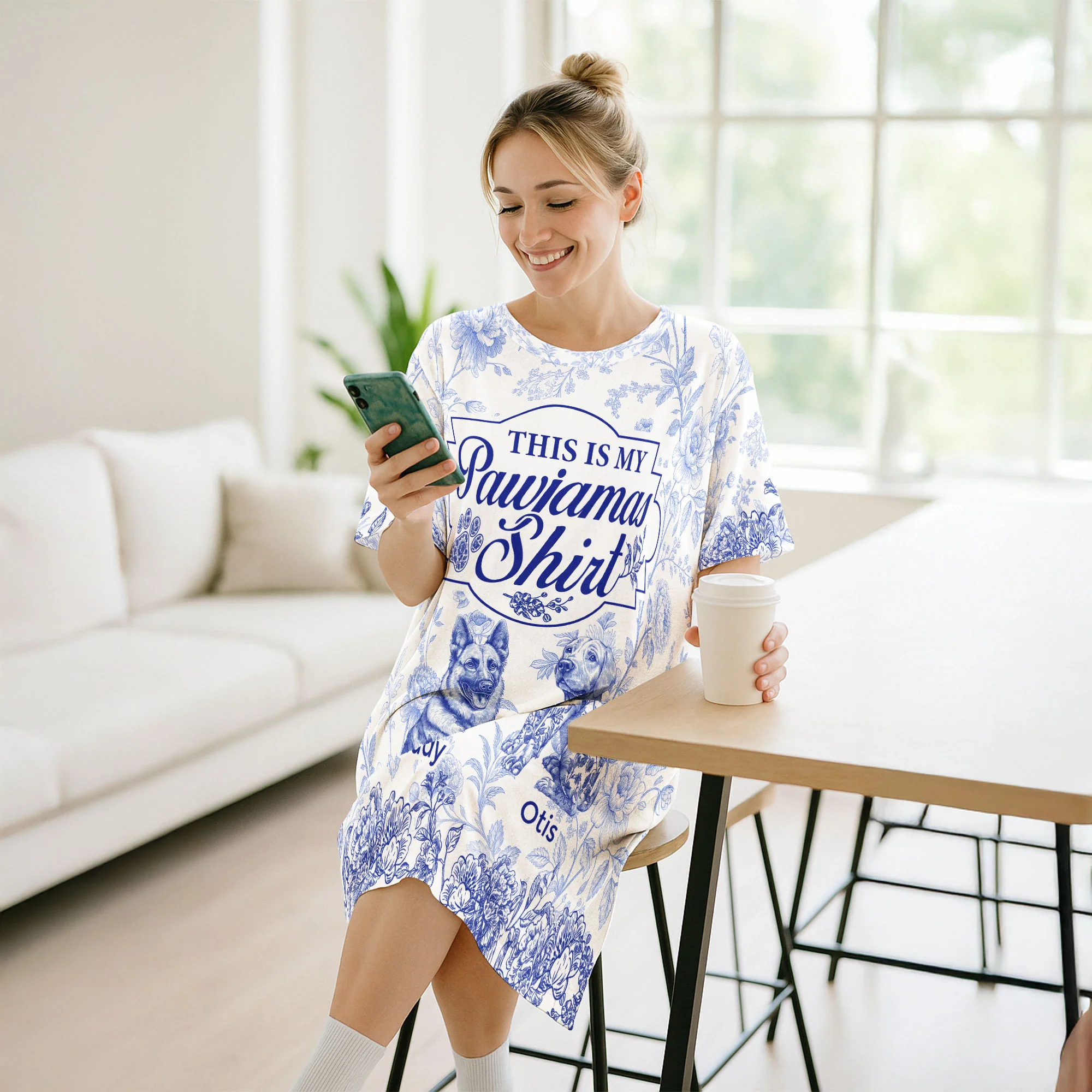 My Pawjamas Shirt Dog Custom Breeds Toile De Jouy Style - Personalized Sleep Tee - Image 5